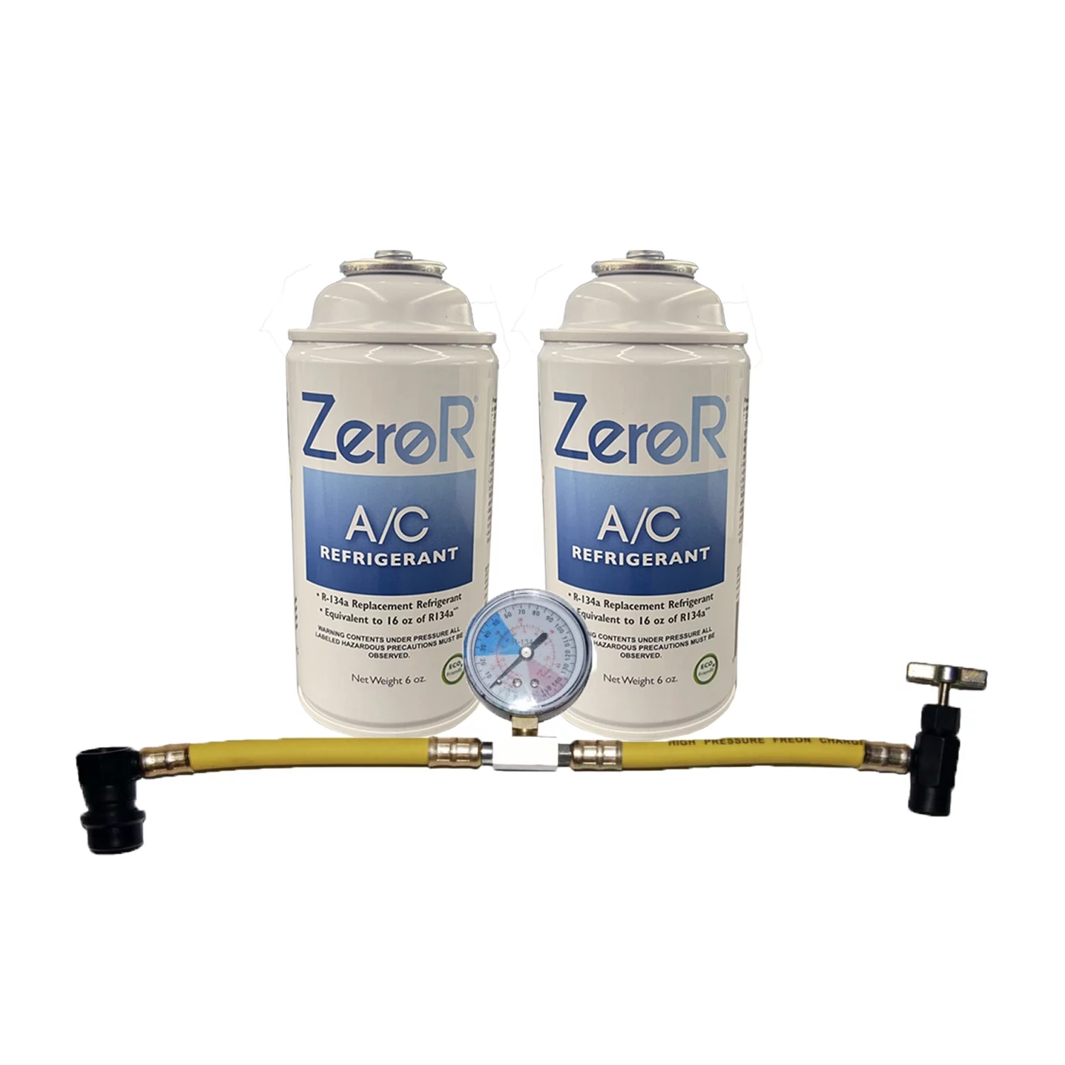 ZeroR R-134a Quick Charge Kit- Refrigerant,  Can Tap, & Gauge