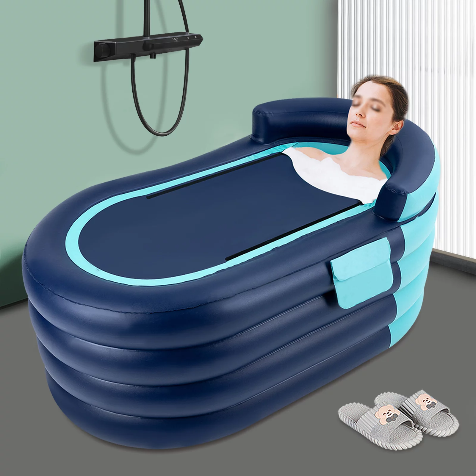Miumaeov Inflatable Adult Bathtub with Wireless Electric Air Pump for Hot Water Bath & Ice Bath Portable Folding Bathtub for Shower Stall
