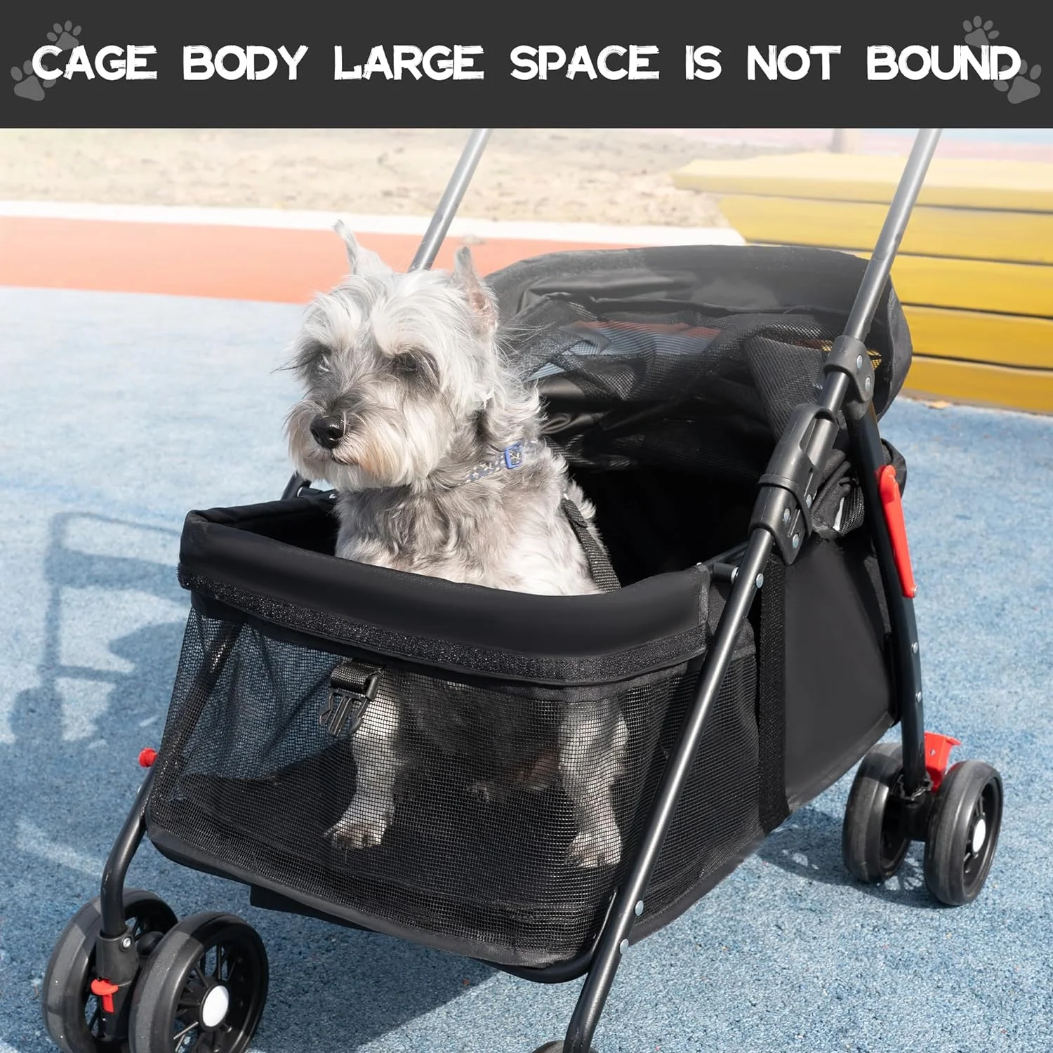 Foldable Pet Stroller, COLLIFORD Pet Strolling Cart for Dog Cat, Breathable and Visible Mesh for All-Season