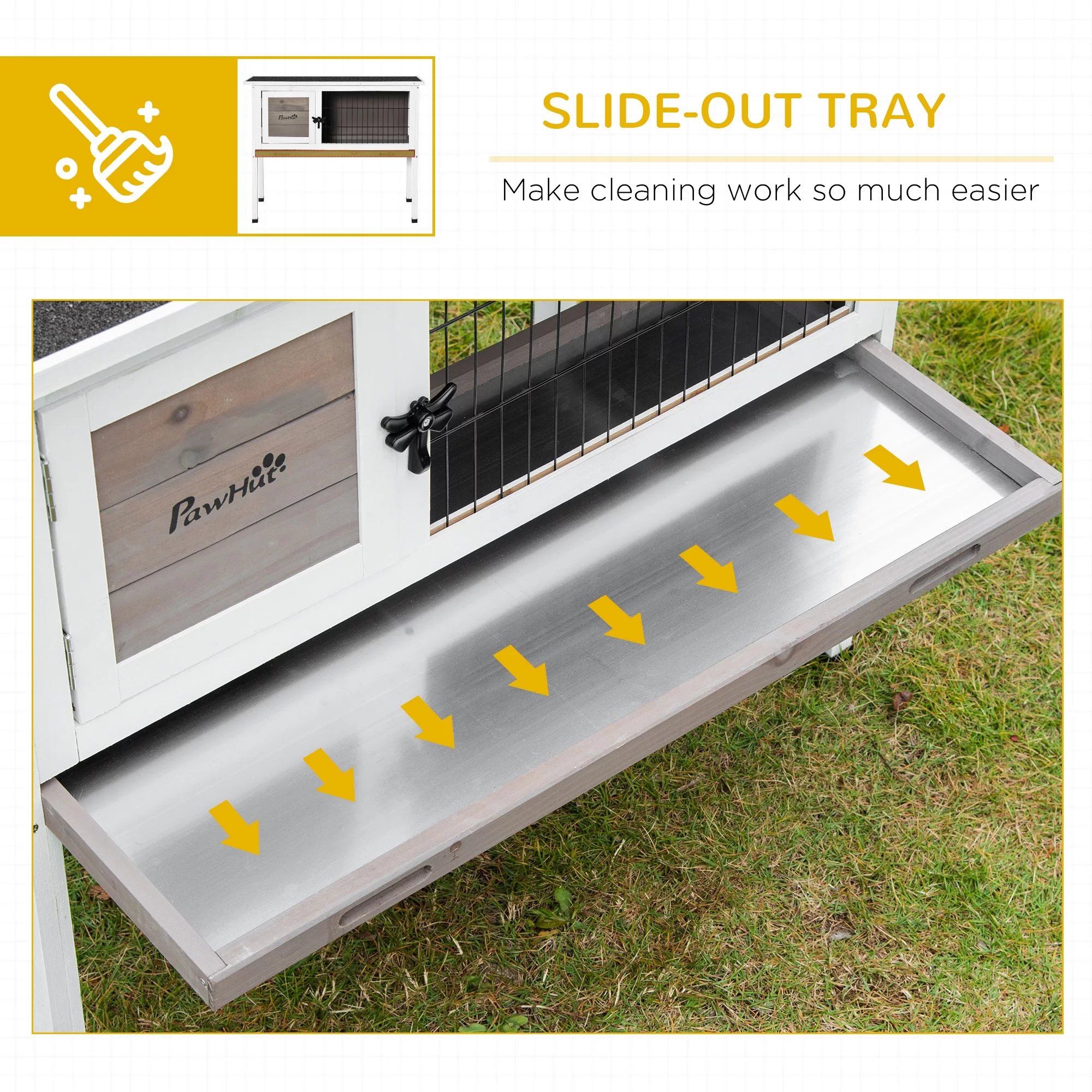 PawHut Elevated Rabbit Hutch w/ Hinged Roof & Metal Cage, Great for Small Animal