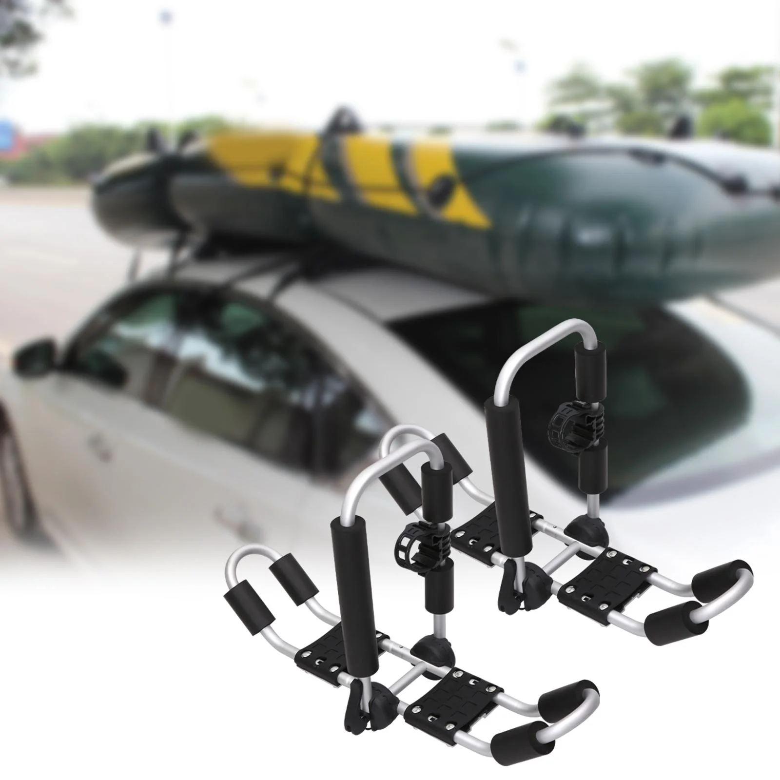 BAOSITY 2x Kayak Roof Rack Kayak Luggage Carrier Foldable Holder Universal Roof Rack Carrier for Cars SUV Canoes Boats Kayaks Surfboards