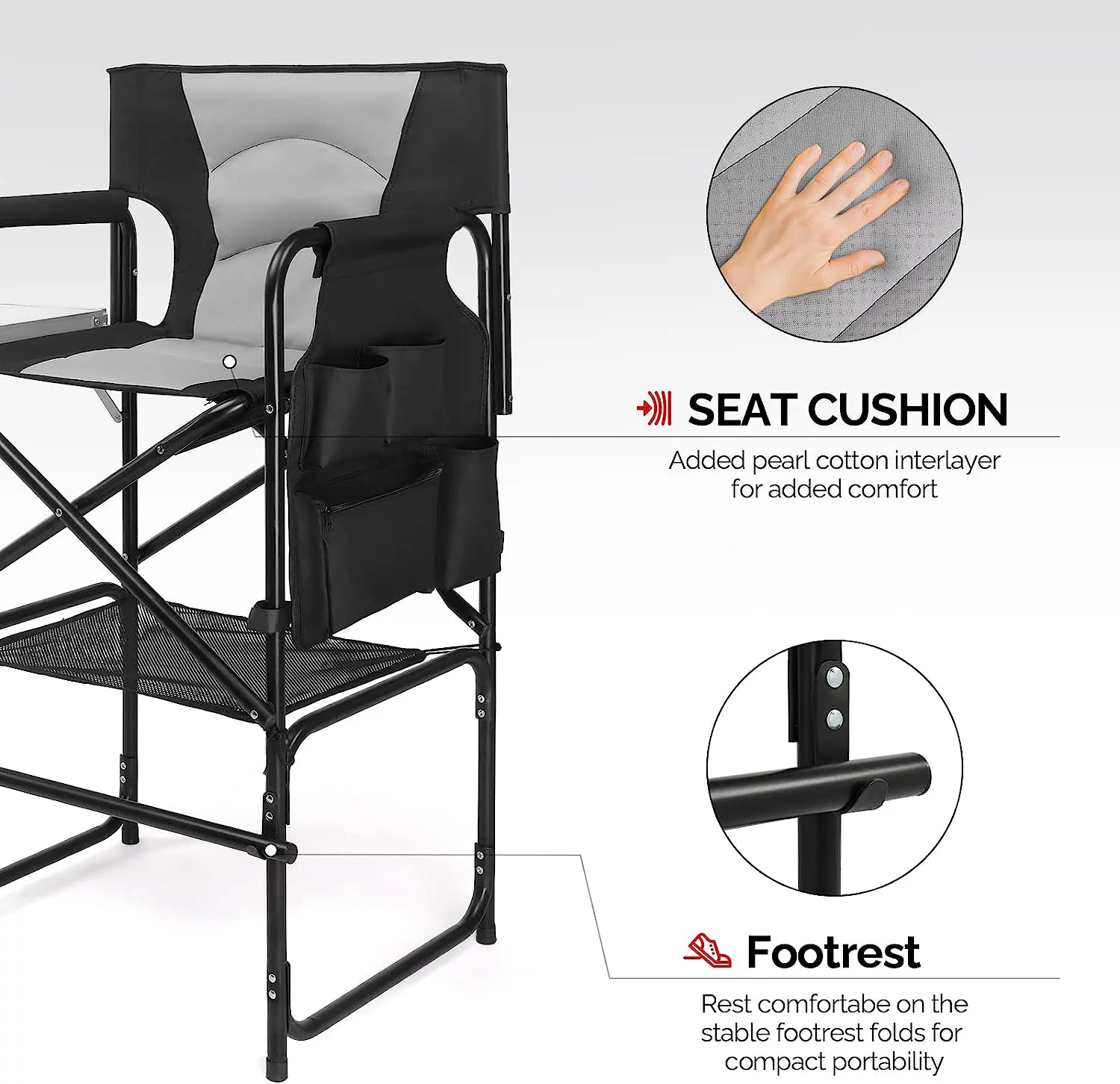 YPNLZQ 26" Tall Directors Camping Chair Folding with  Portable    Height  Aluminum Frame 300 lbs Capacity