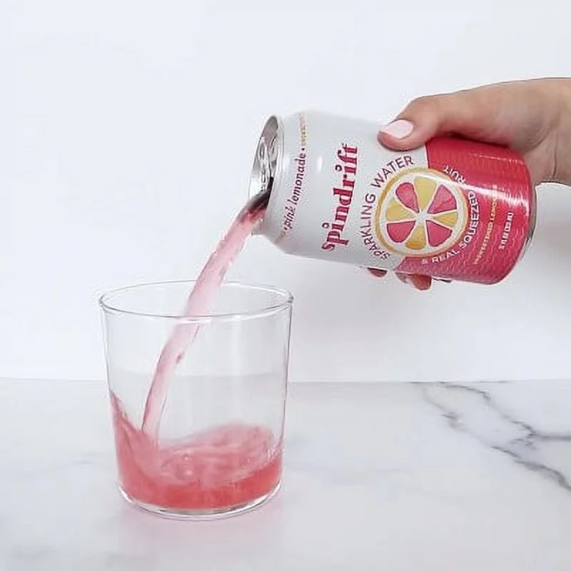 Spindrift Sparkling Water, Pink Lemonade, Made with Real Squeezed Fruit, 12 fl oz, No Sugar Added, 10 Calories per Can