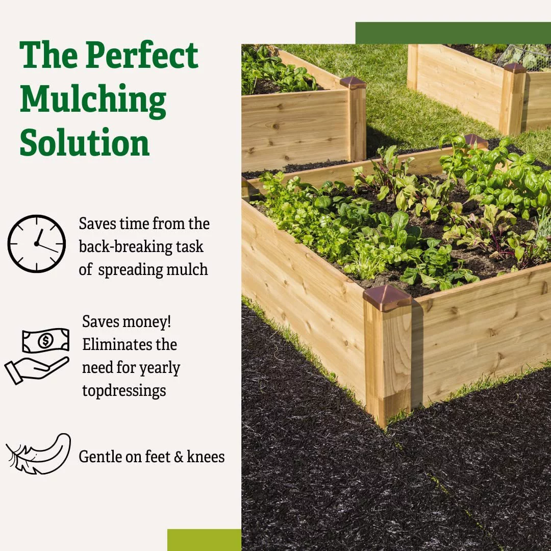 Recycled Rubber Walkway | Natural Looking Permanent Mulch Pathway Solution and Plants Vegetables & Flower Garden Barrier | Garden Edging Border Mat - 8' x 2'