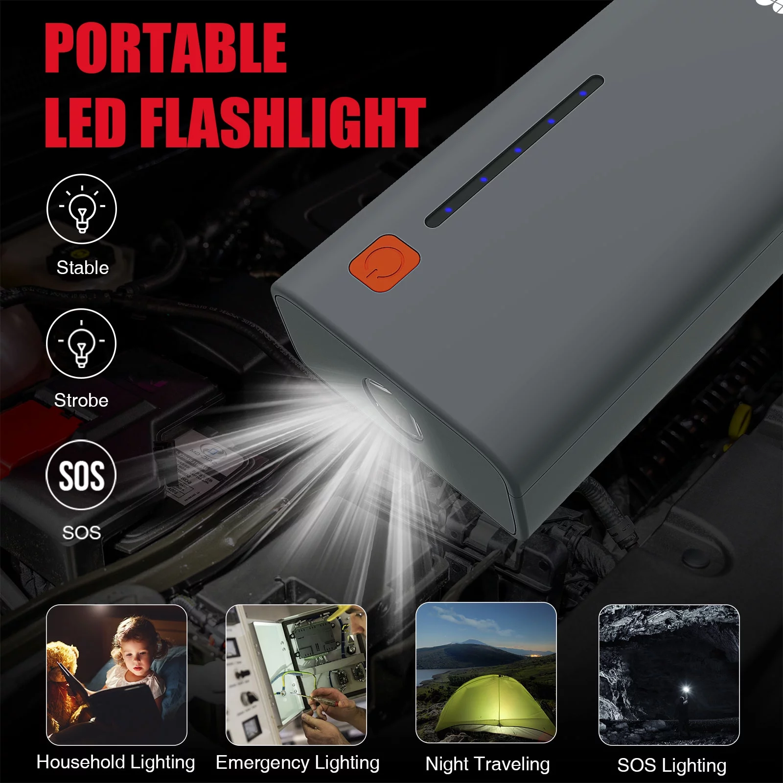 GOOLOO Car Jump Starter, GE1200 1200A Peak Jump Pack with Wall Charger(up to 7.0L Gas and 5.5L Diesel Engine), Portable 12V Lithium Car Battery Booster Box