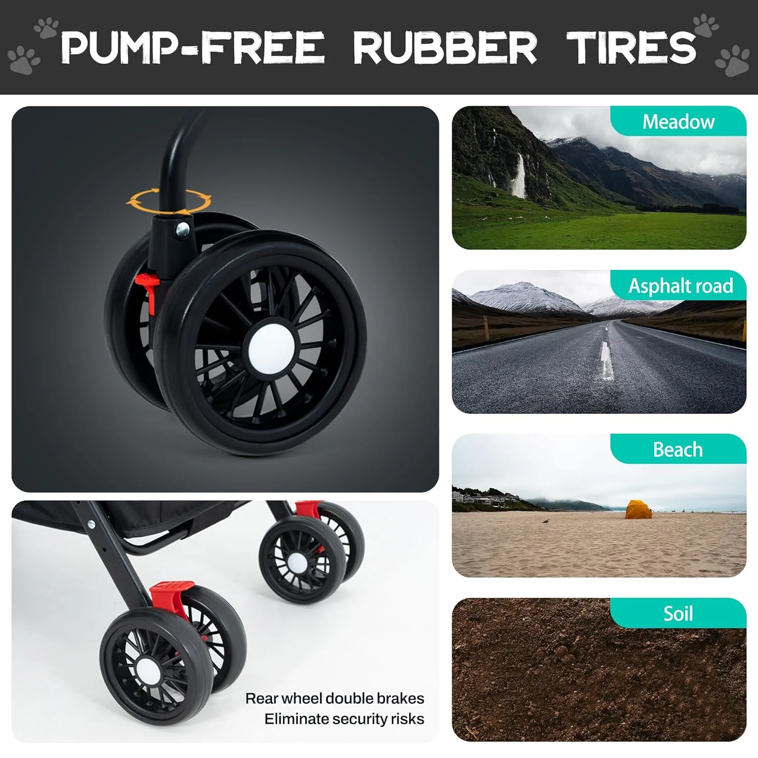 Foldable Pet Stroller, COLLIFORD Pet Strolling Cart for Dog Cat, Breathable and Visible Mesh for All-Season