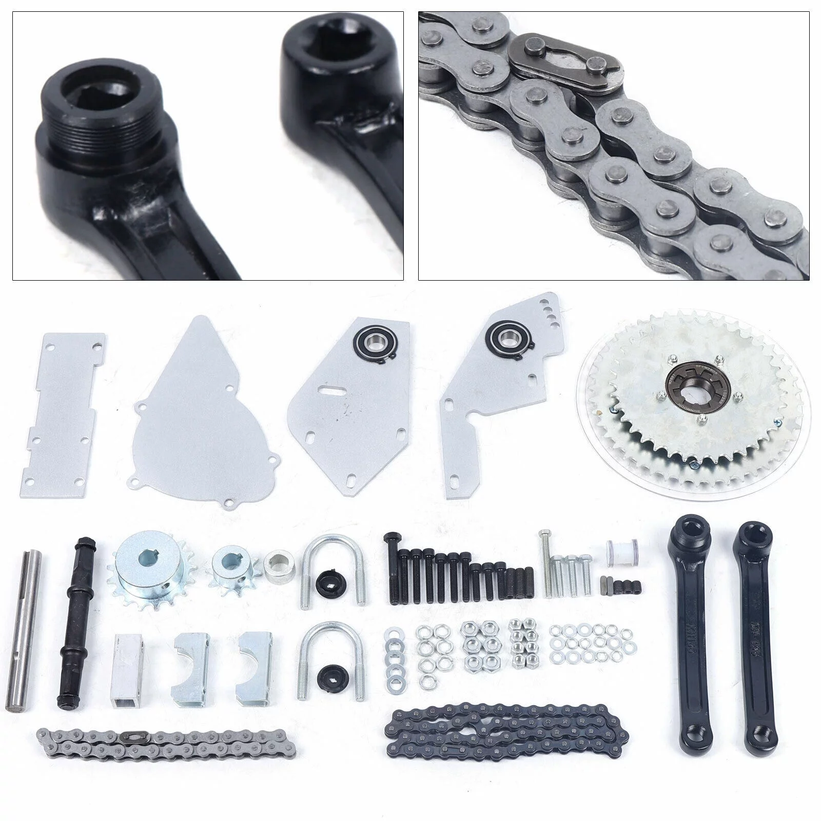 ZhdnBhnos Bike Jackshaft Kit 415 Chain Motorized Bicycle Conversion Metal Accessories For 2-Stroke 66cc 80cc 100cc Motor Gas Petrol Engine Full Set