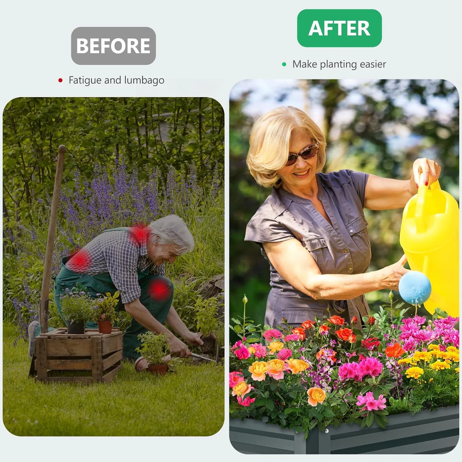 NAIZEA Raised Garden Bed with Legs, Large Standing Planter Box, Outdoor Growing Bed Herb Planter for Gardening, 400lb Capacity