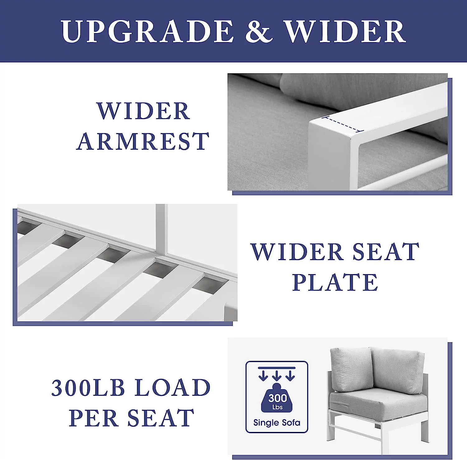 Lane Aluminum Outdoor Patio Furniture Set  Metal Outside Patio Furniture Conversation Sets with Dining Table&2 Ottomans  Sectional Sofa Couch Seating Set with Cushion for Backyard
