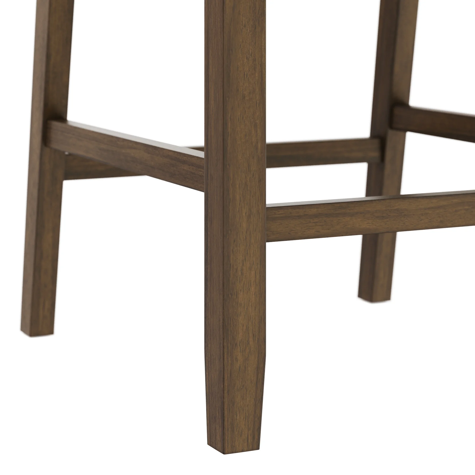 Nathan James Linus Modern Upholstered Counter Height Bar Stool with Back and Solid Rubberwood Legs in a Wire-Brushed BrownFinish, Light Grey/Brown