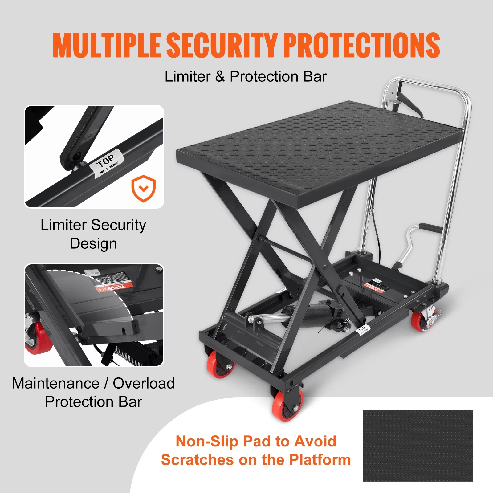 BENTISM Hydraulic Lift Table Cart 500 lbs Manual Scissor Lift Table 28.5