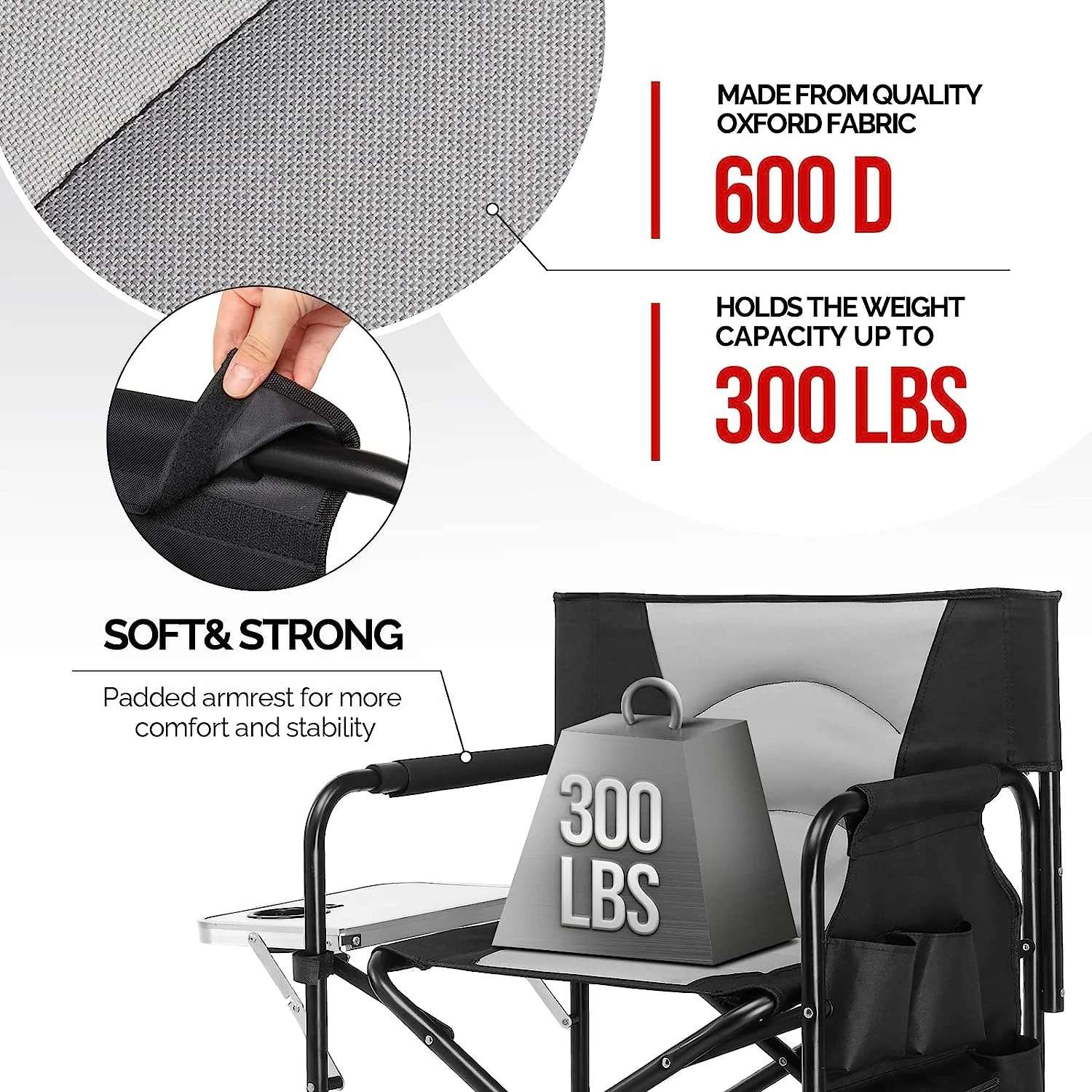 YPNLZQ 26" Tall Directors Camping Chair Folding with  Portable    Height  Aluminum Frame 300 lbs Capacity
