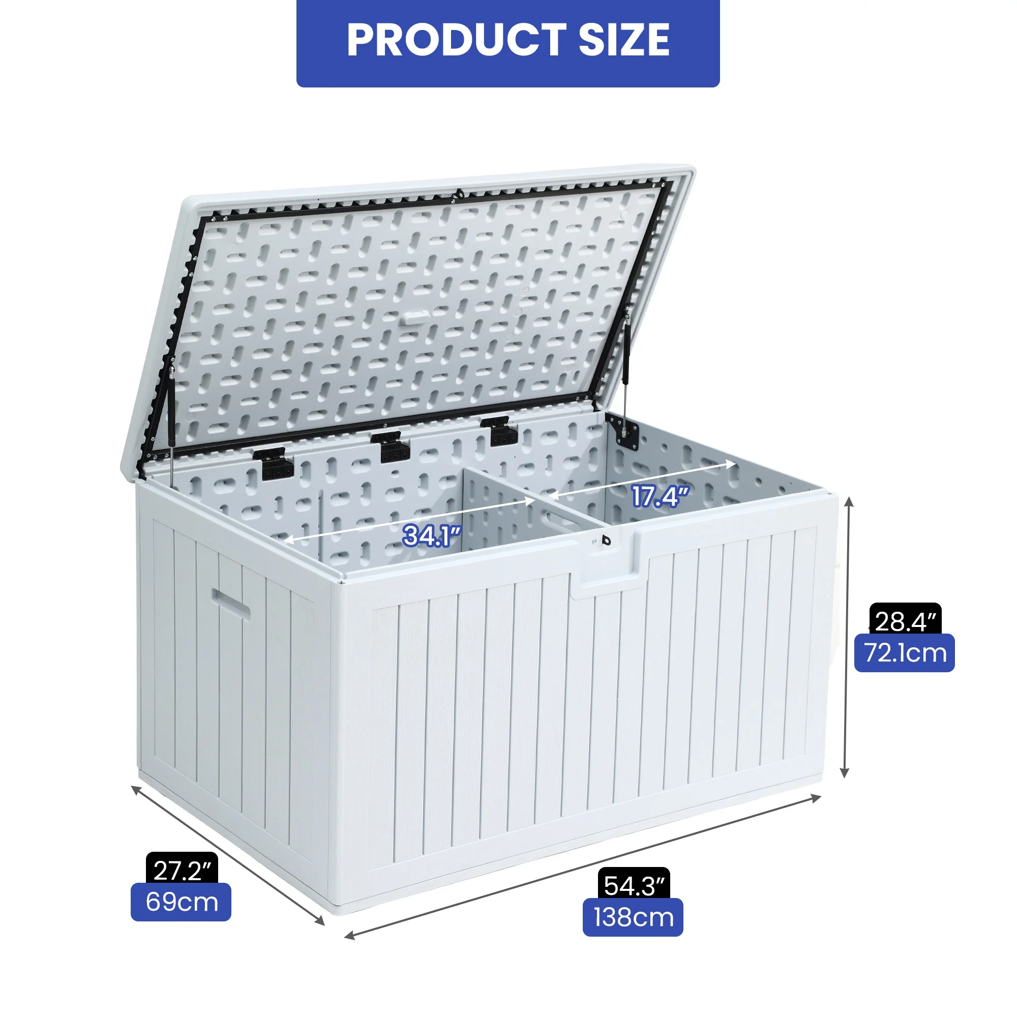 ‎XL Outdoor Storage Patio Box, Capacity 150 Gallons, Storage Patio Deck Box White Aesthetic, Weatherproof
