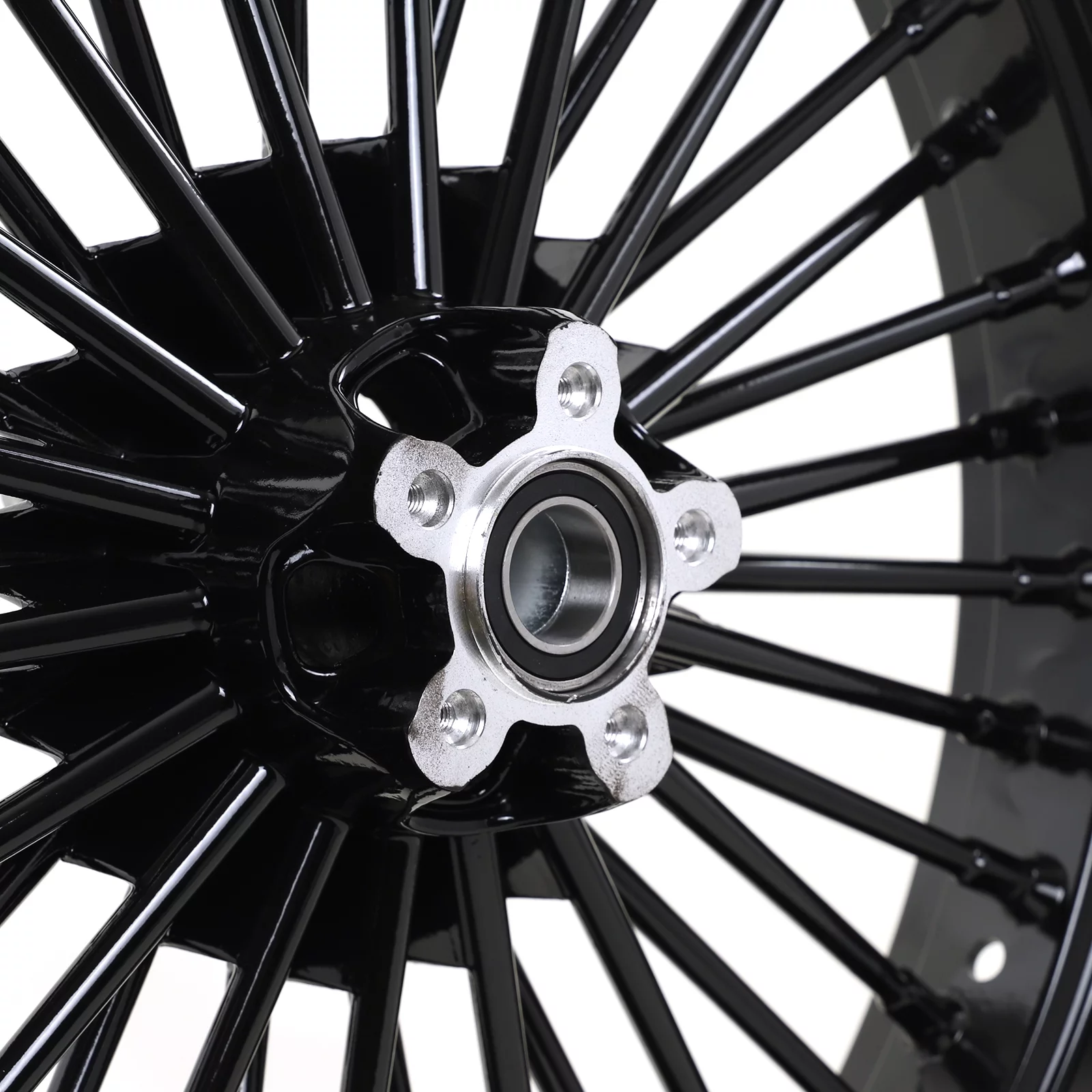 Gloss Black Fat Spoke 21x3.5 Front Wheel Rim Dual Disc for Harley Electra Glide FLHT Road King