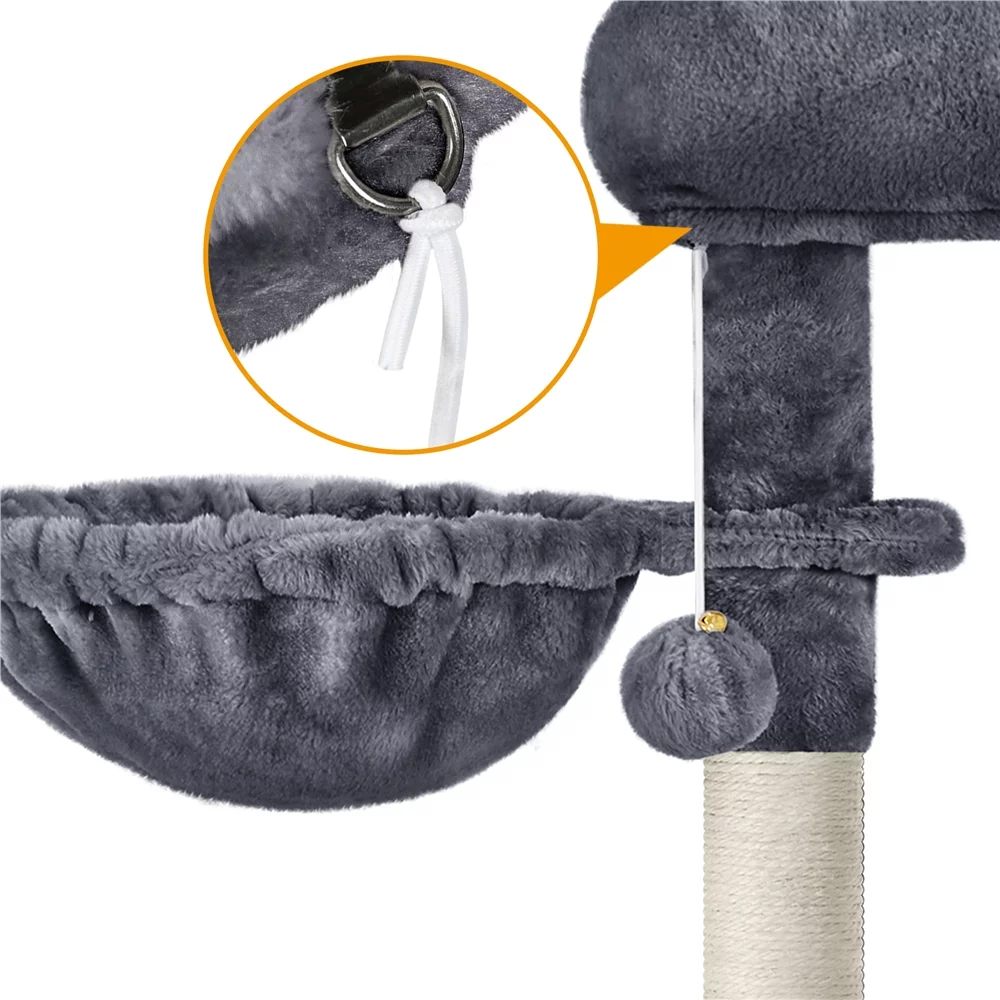 Easyfashion 40'' Height Cat Tree with Scratching Board/Posts, Dark Gray