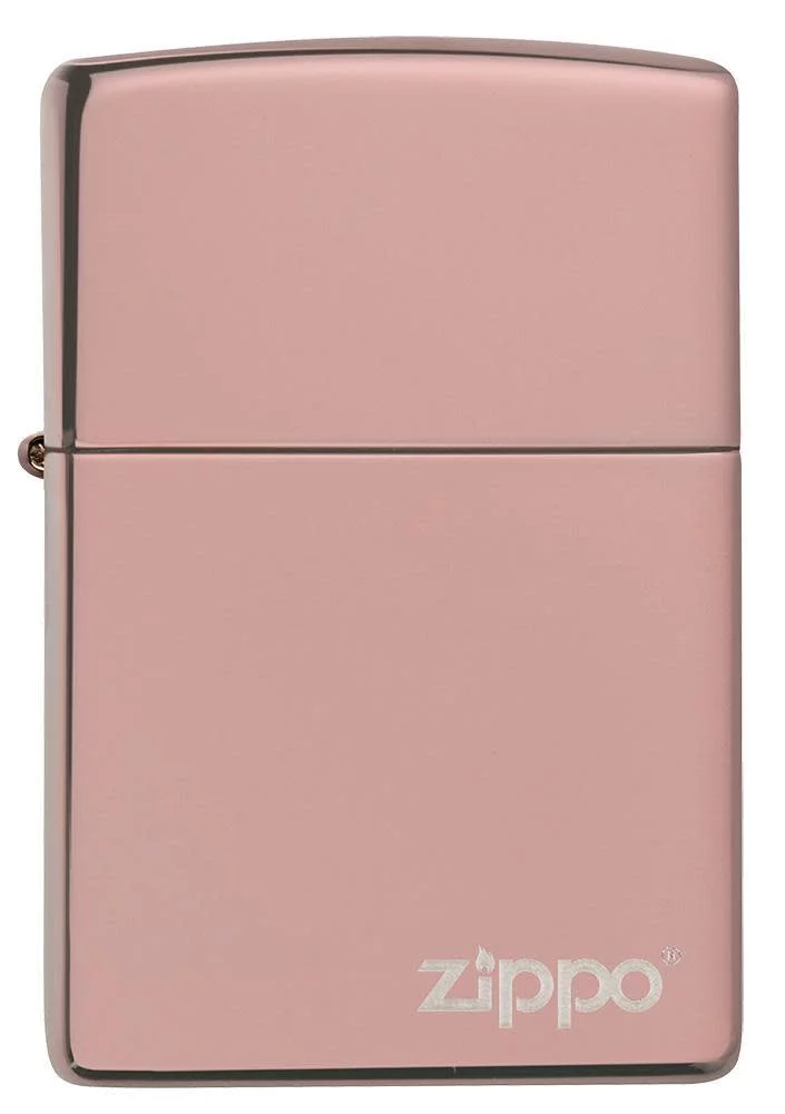 Zippo High Polish Rose Gold Zippo Logo Pocket Lighter