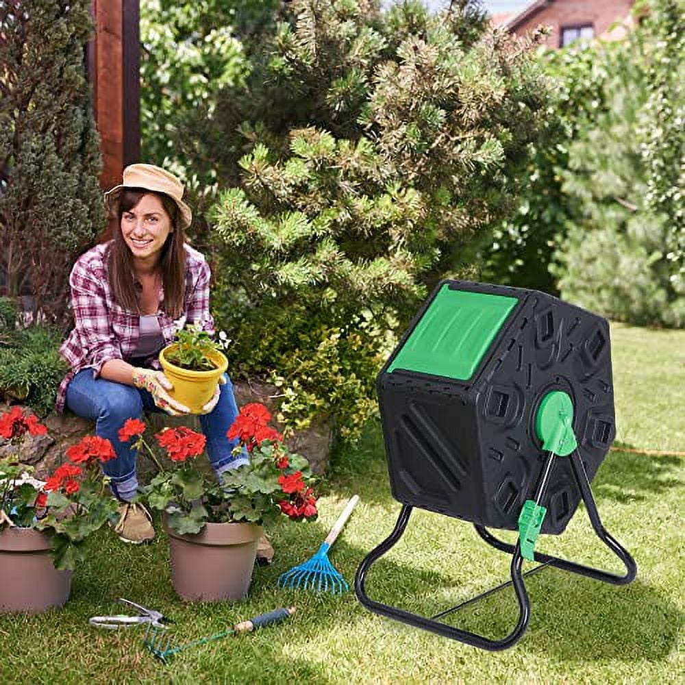 18.5 Gallon Compost Bin Small Composter Tumbler Rotating Chamber Garden Composter Bin with Steel Frame Outdoor Kitchen Garden Yard