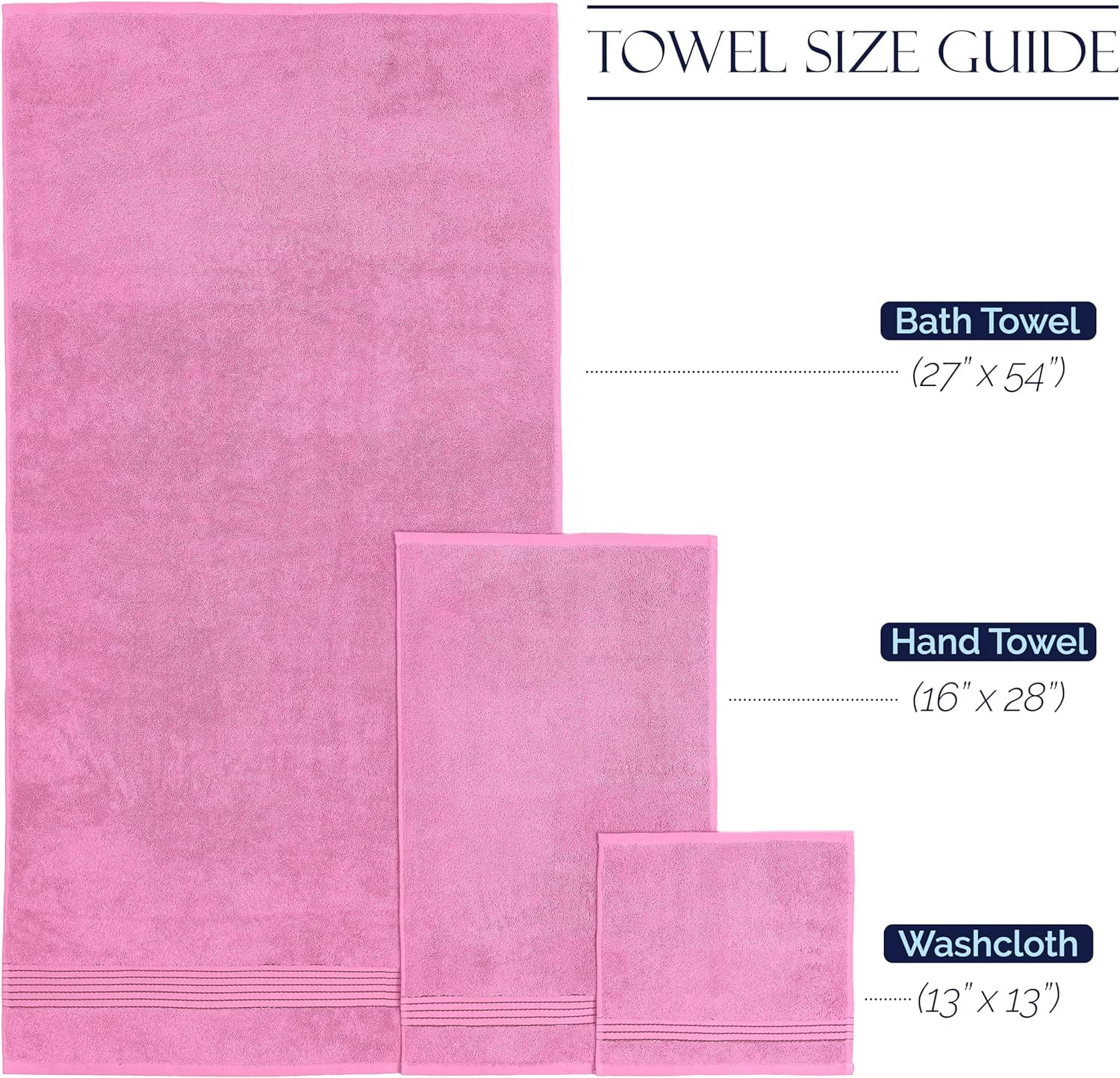 100% Turkish Carde Cotton 6 Piece Towel Set, 620 GSM Towels for Bathroom, Super Soft 2 Bath Towels 2 Hand Towels 2 Washcloths, Light Pink