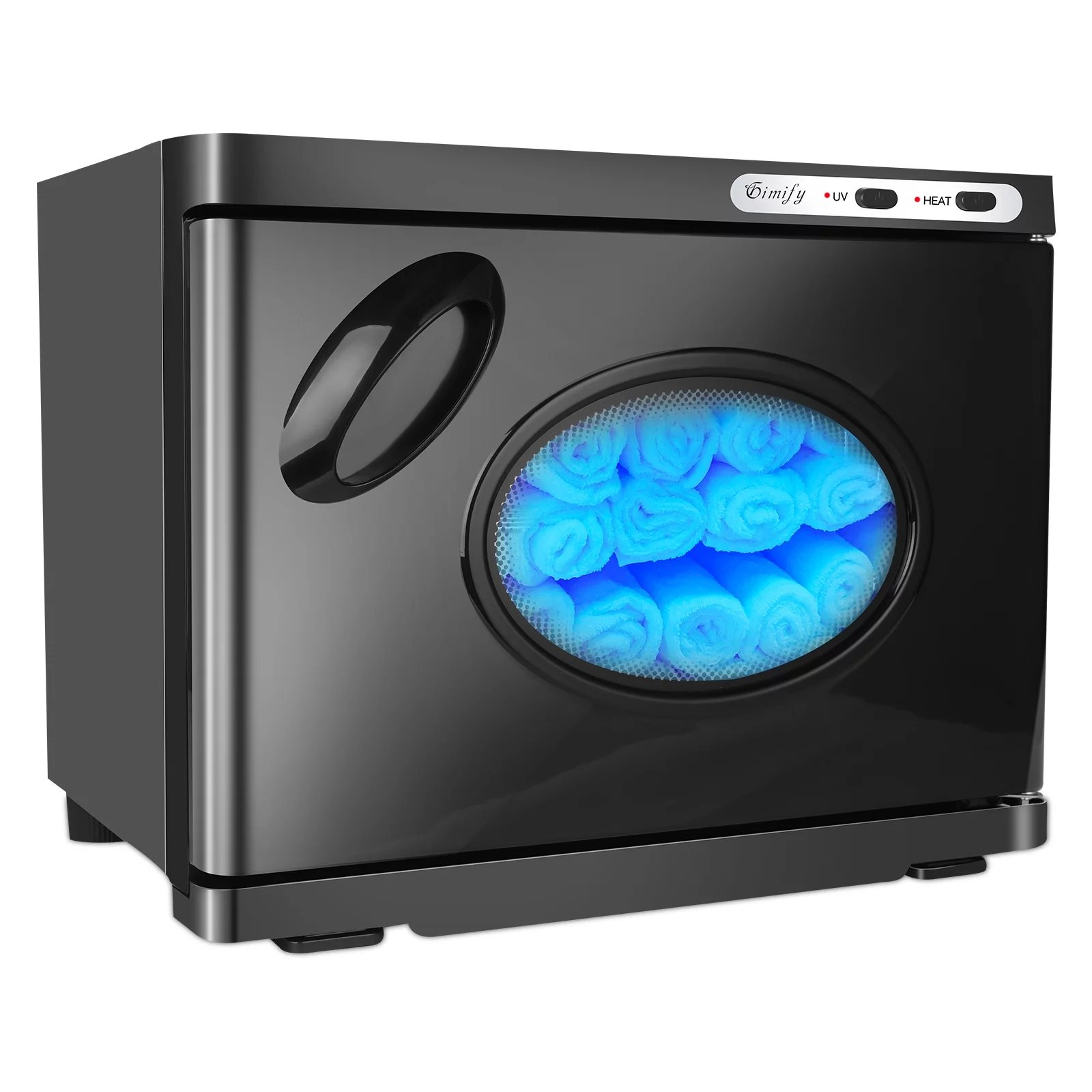 UV Sterilizer Towel Warmer Black - 23L Capacity for 50-60 Towels, Hot Towel Cabinet with Two Stainless Steel Racks for Beauty Salon Home