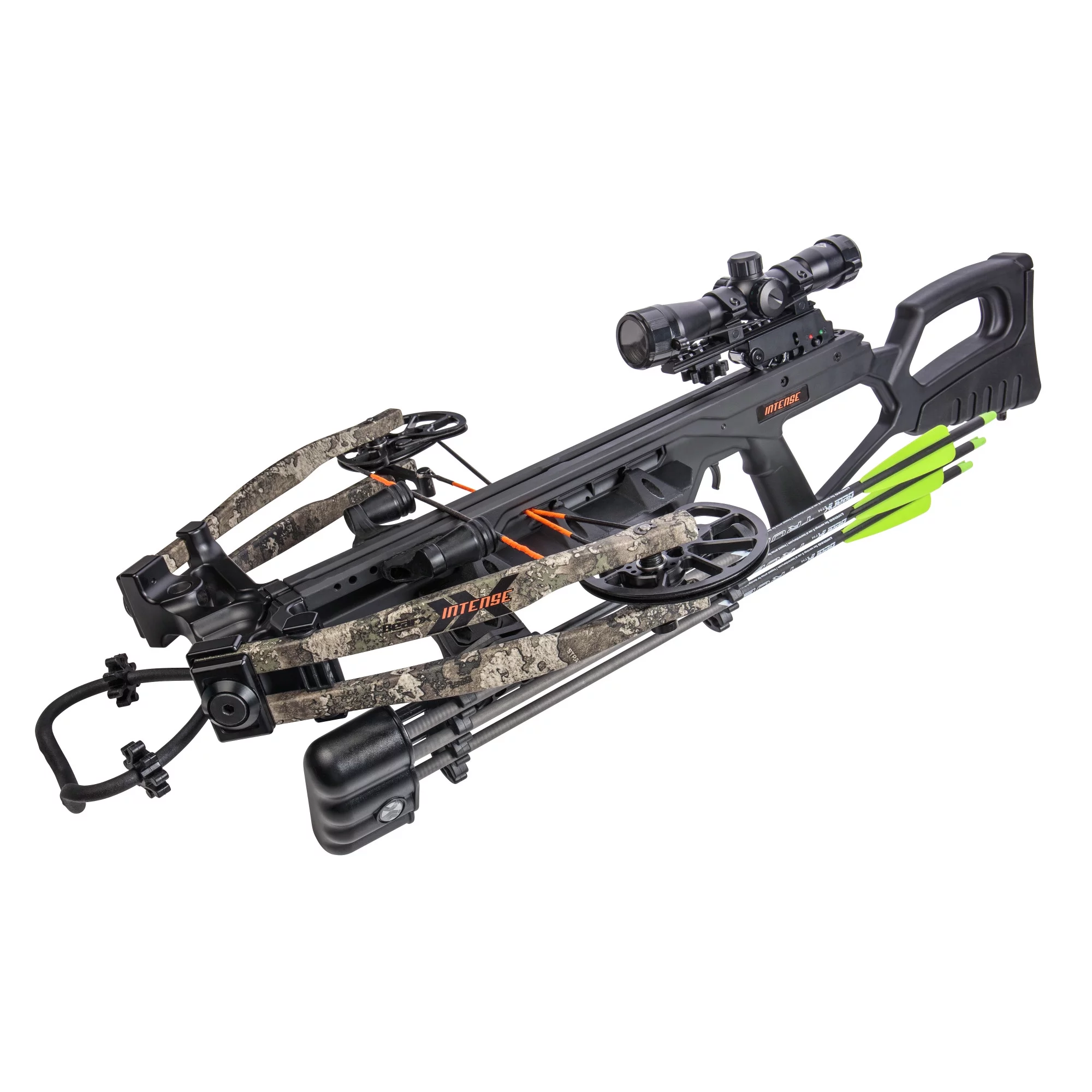 BearX Intense Ready to Shoot Crossbow Package with Scope, Quiver, Bolts, Cocking Rope, and Wax, Strata Finish