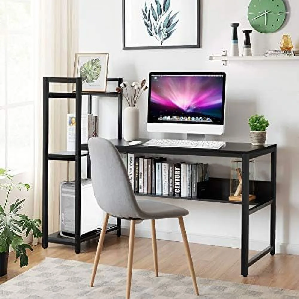 NLIBOOMLife 59-Inch Computer Desk with Bookshelf  Home Office Desk with  Bookshelf  Metal Frame & Adjustable Foot Pads  Space Saving Computer Workstation Study Writing Desk