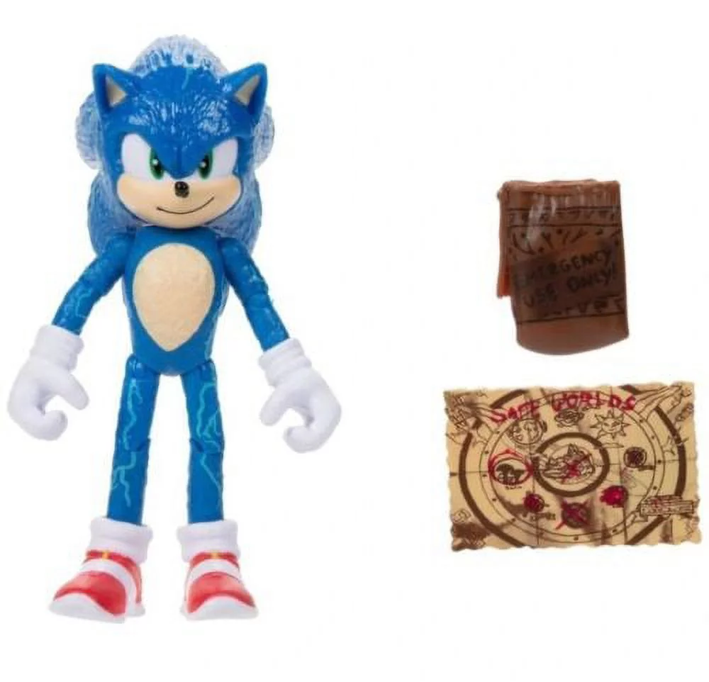 Sonic 2 Movie 4 Inch Figures Sonic with Map & Pouch