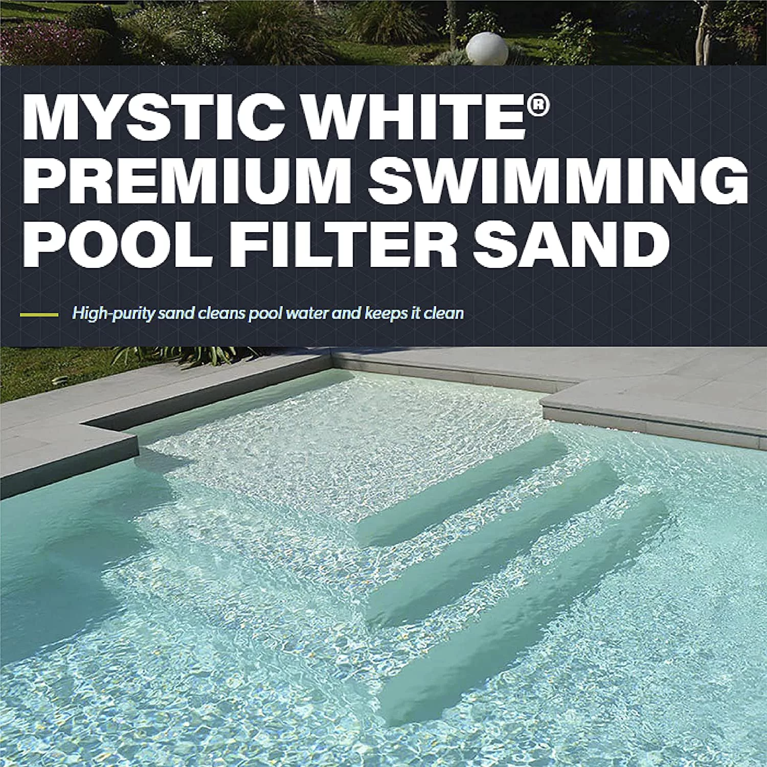 Mystic White Premium Swimming Pool Filter Sand – 20# Grade - 50 Pounds