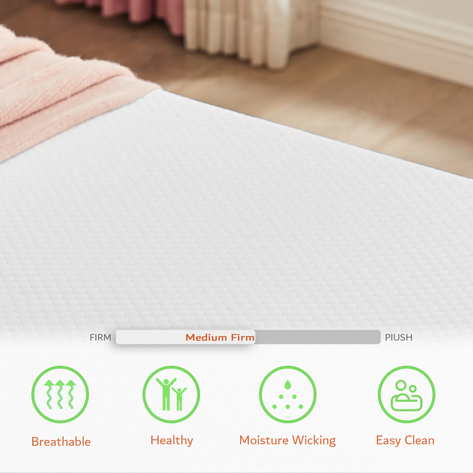 King Mattress, OUUI 10 inch Gel Memory Foam Mattress Medium Firm Mattress in a Box, White