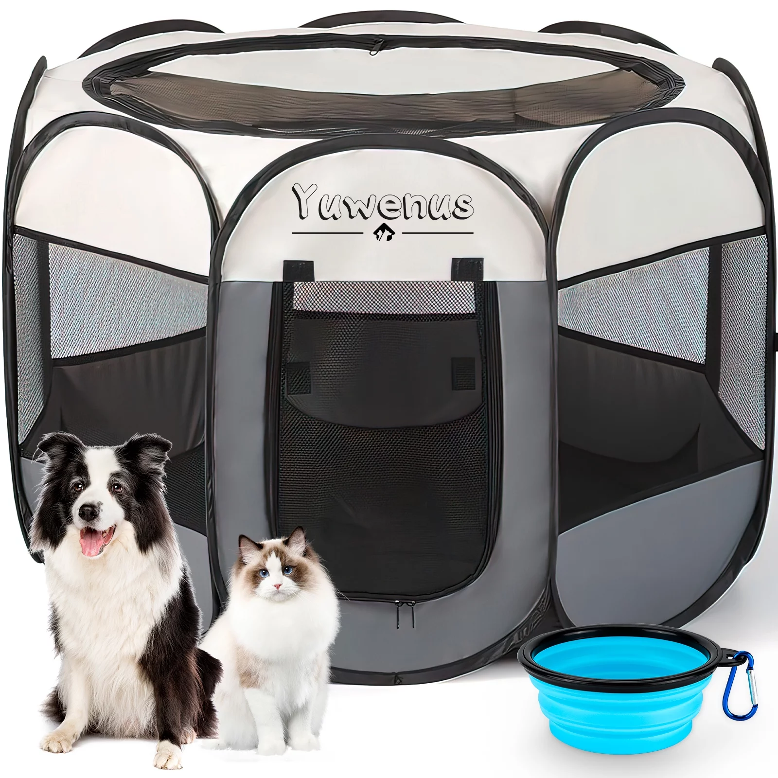 YUWENUS Portable Pet Playpen, Dog Playpen Foldable Pet Exercise Pen Tents for Puppy Dog Cat Rabbits Indoor Outdoor Travel Camping Use