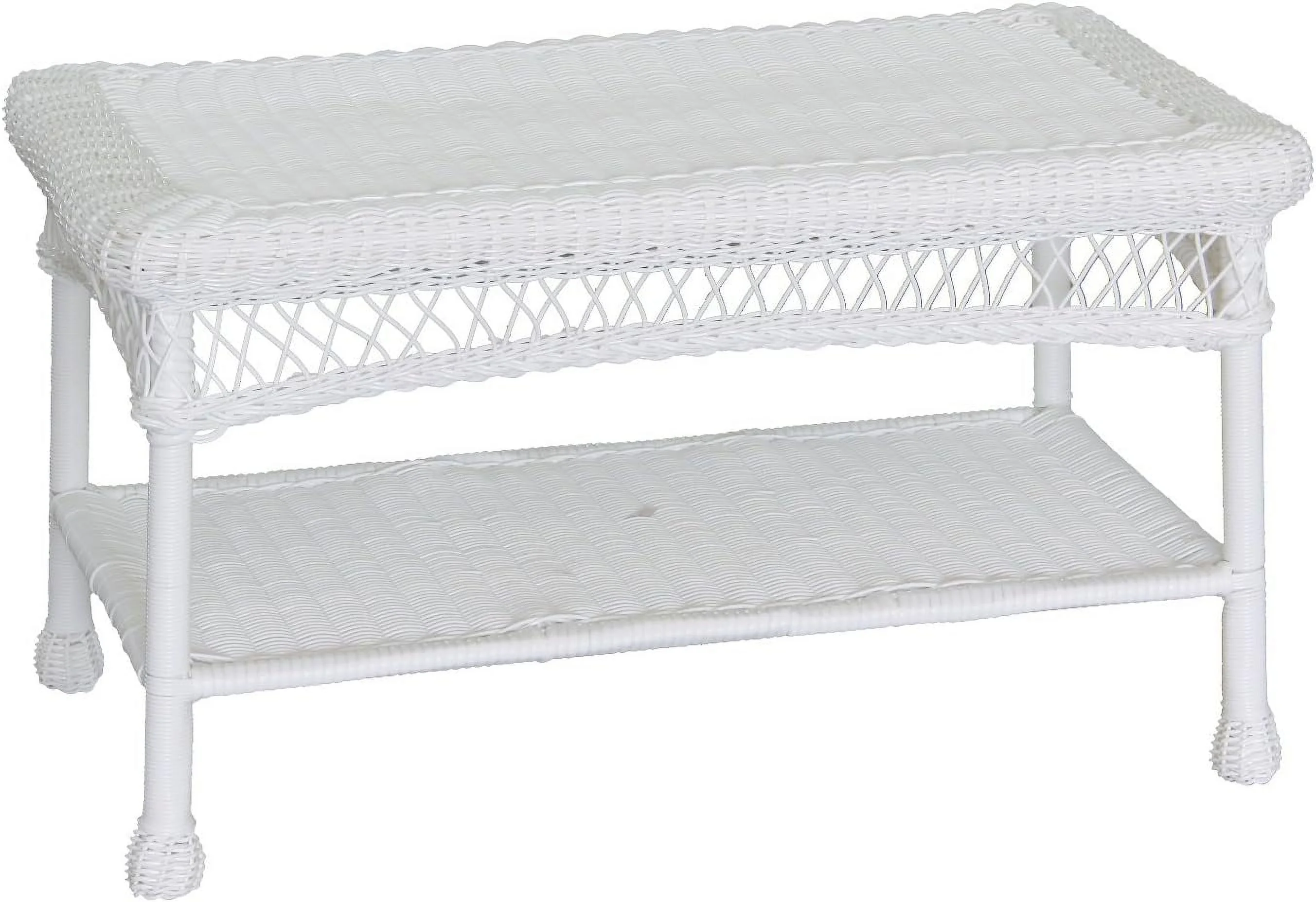 Jeco All-Weather Wicker Resin Outdoor Patio Coffee Table in White