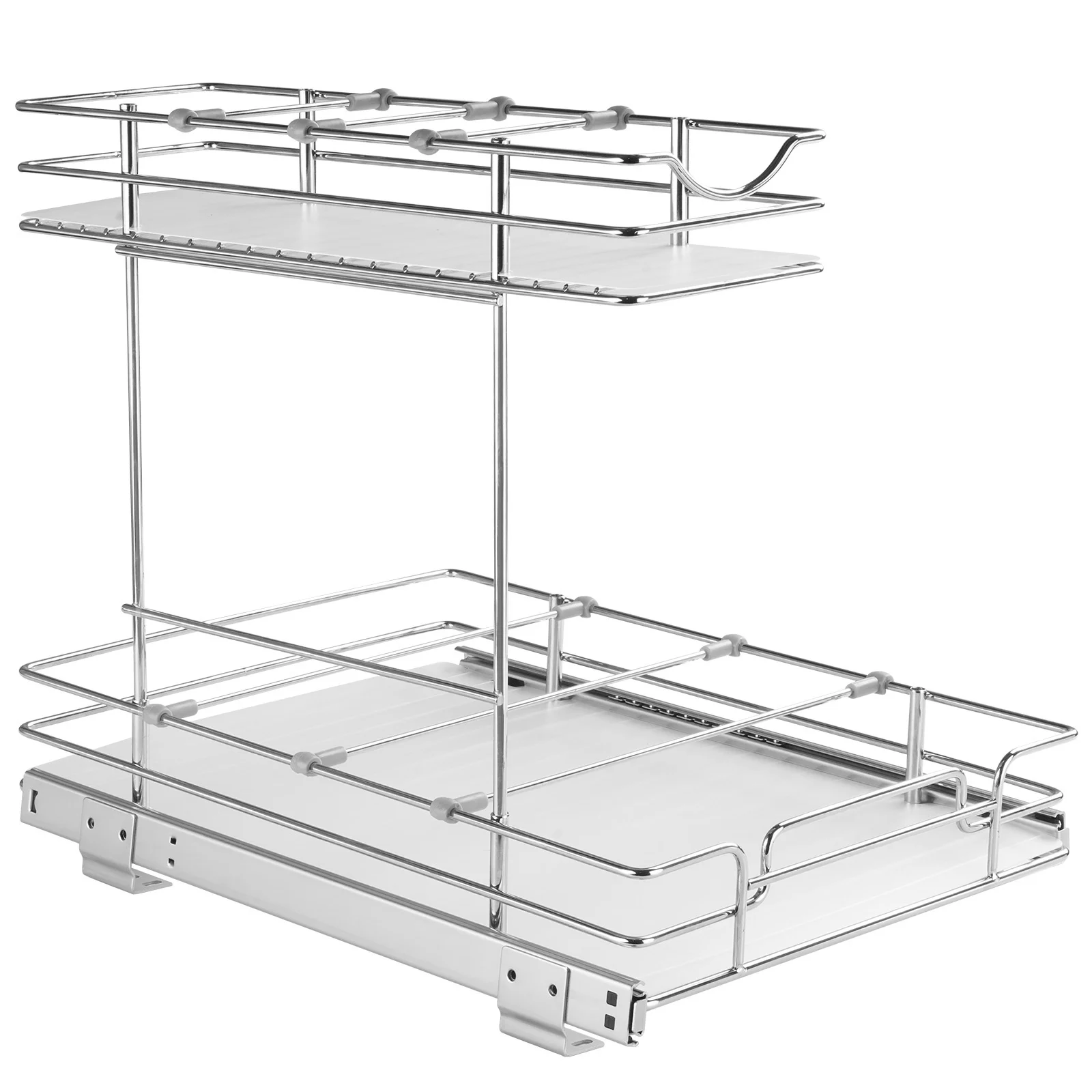 SKYSHALO 12x17 inch Drawer Basket 2-Tier Wire Pull Out Cabinet Under Sink Organizer