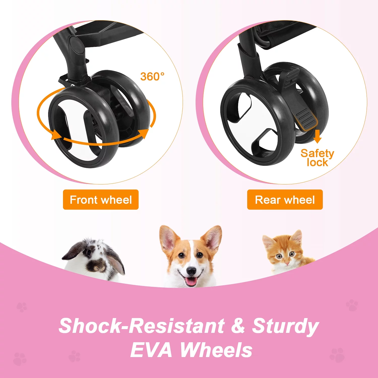 YRLLENSDAN Pet Stroller Premium 3-in-1 Multifunction Dog Cat Jogger Stroller for Medium Small Dogs Cats Folding Lightweight Travel Stroller with Detachable Carrier &Cup Holder (Purple, 4 Wheels)