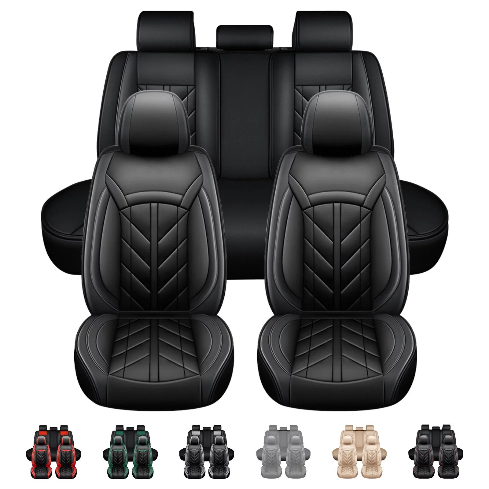For Honda Car Seat Cover 5 Seats Full Set, Durable Waterproof Seat Protector, Pu Leather Seat Cushion Cover for CR-V/ Civic/ Insight/ Accord/ Crosstour Black