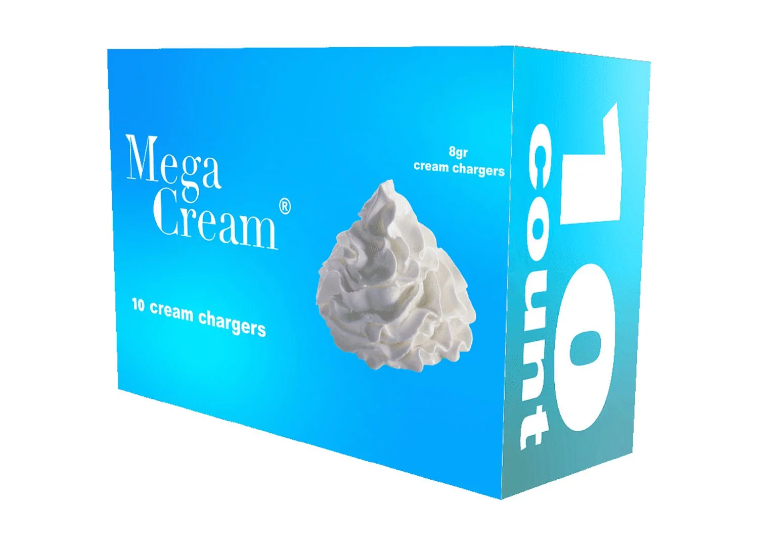 MEGA CREAM-Nattural Flavor Whipped Cream Chargers, 10 Cartridges.