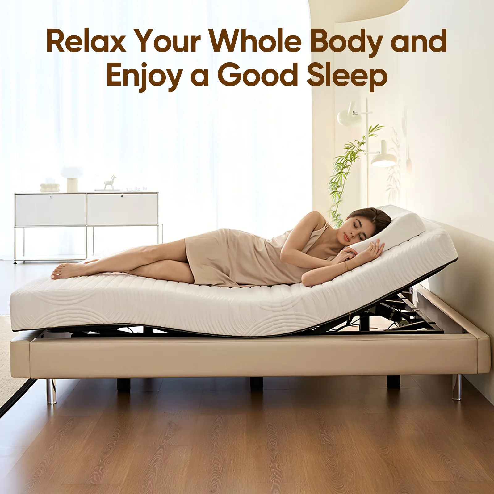 Yesen Home Electric Adjustable Bed Frame Split King Power Platform Bed Base,Wireless Remote,Adjustable Legs,Head & Foot Incline,No Mattress