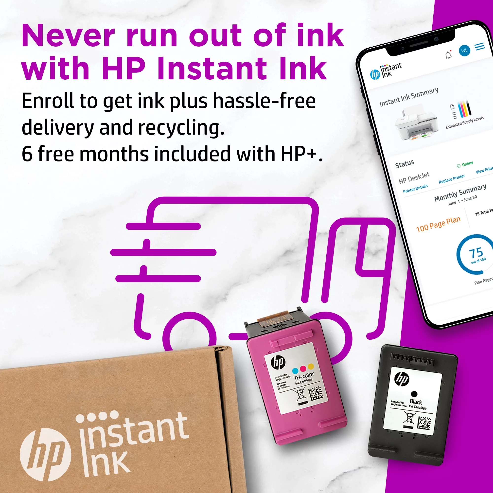 DeskJet 2752e All-in-One Wireless Color Inkjet Printer with 6 Months Instant Ink Included with HP+