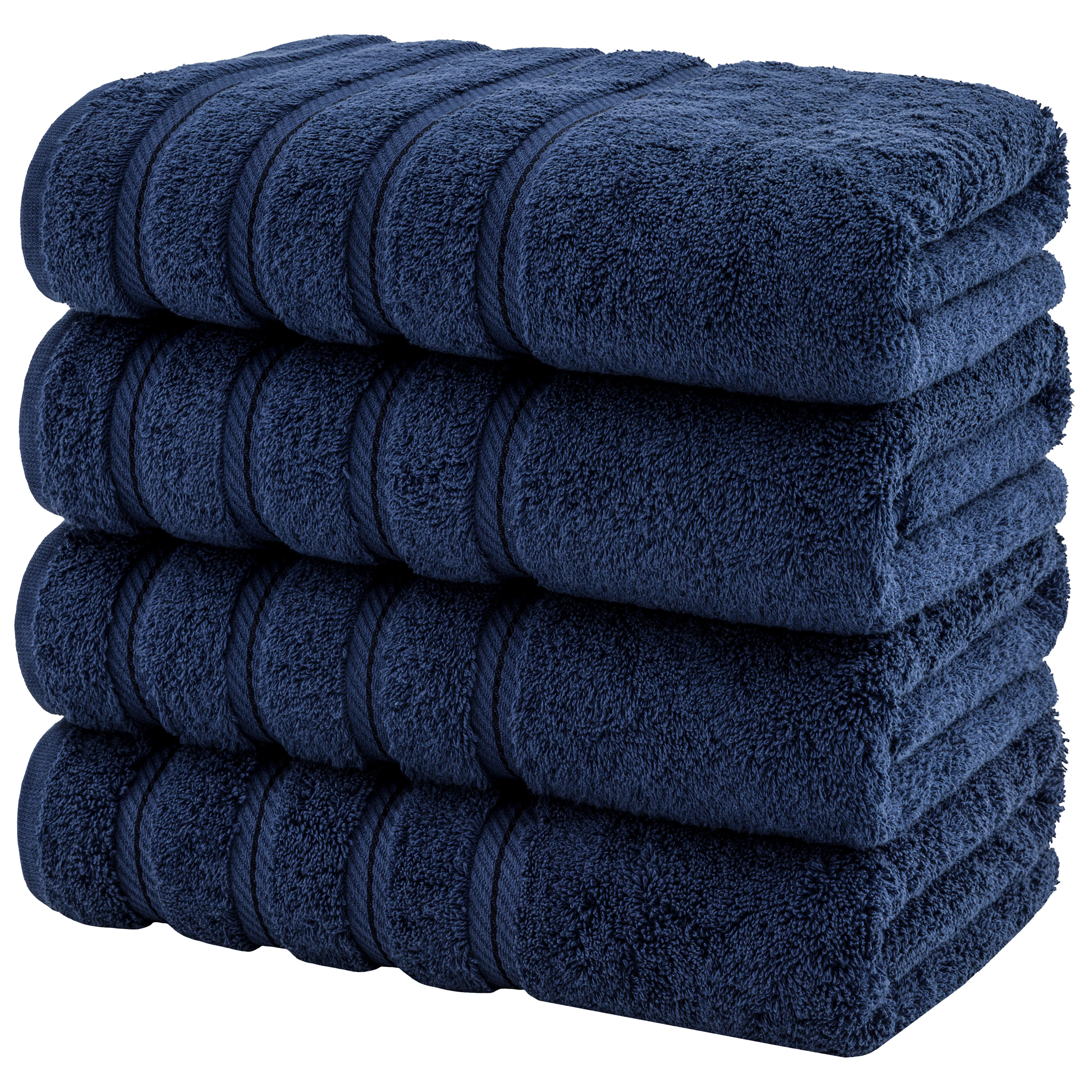 American Soft Linen Navy Blue Bath Towel Set 100% Turkish Cotton Towels for Bathroom 4 Piece