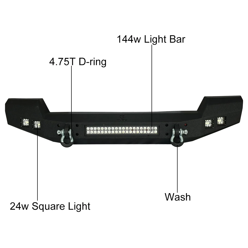 Vijay Front Rear Bumpers with Winch Seat Fits 2018-2021 Jeep Wrangler JL/JLU(Black Texture)