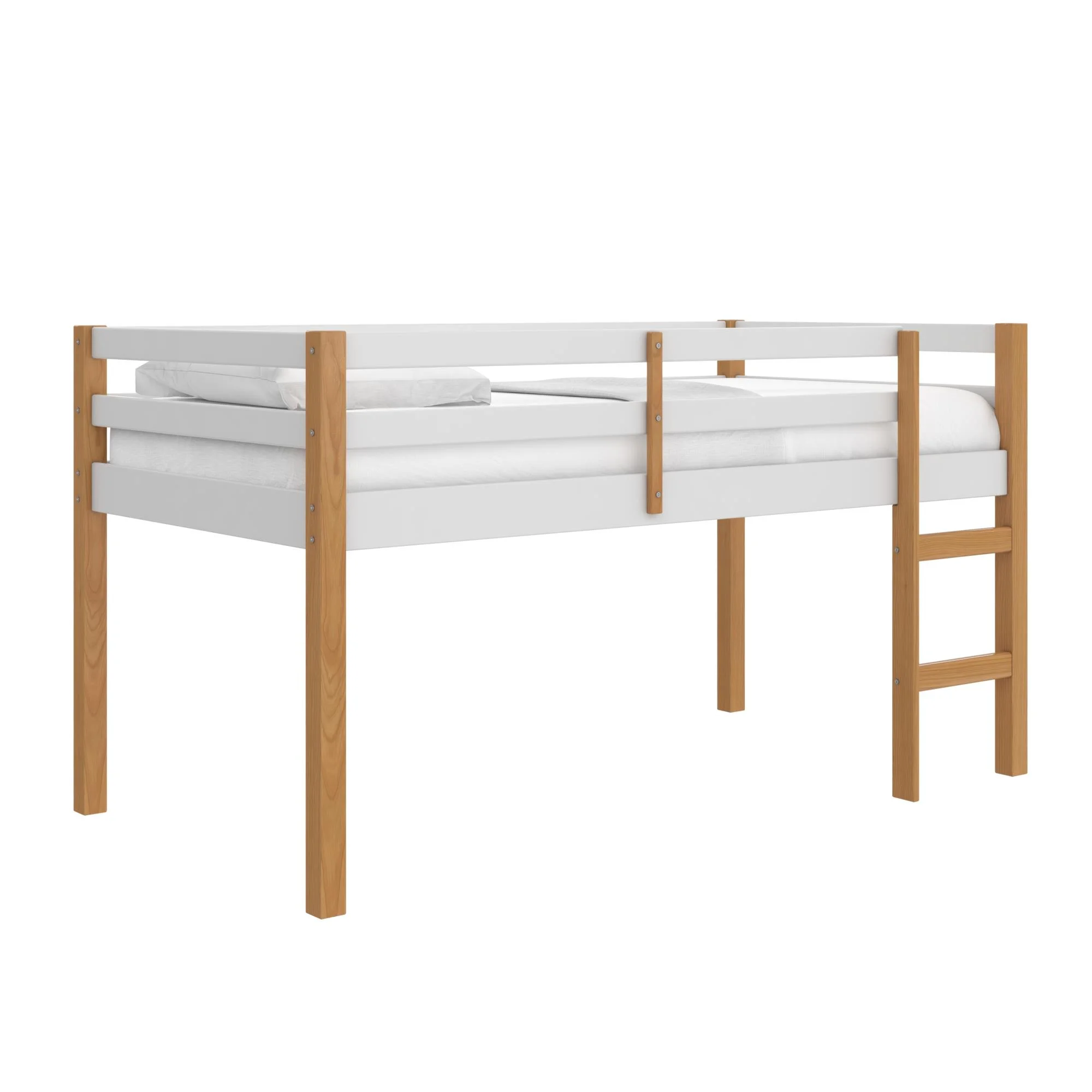 DHP Benson Junior Twin Size Wooden Loft Bed, Natural and White