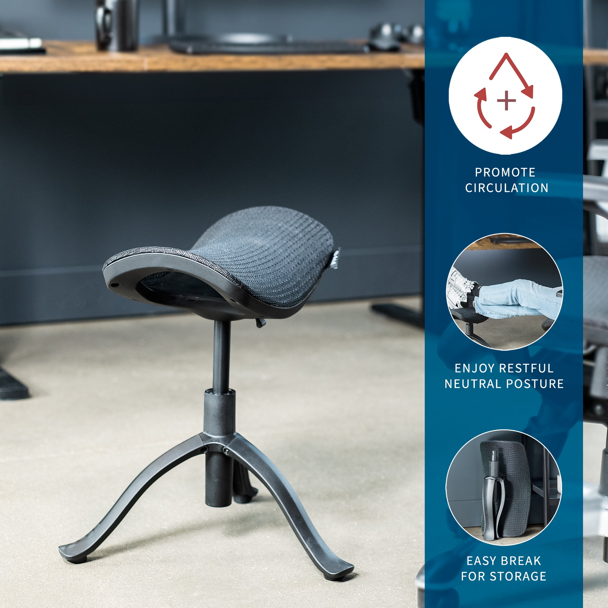 VIVO Height Adjustable Footrest for Desk, Rotatable Under Workstation Ottoman