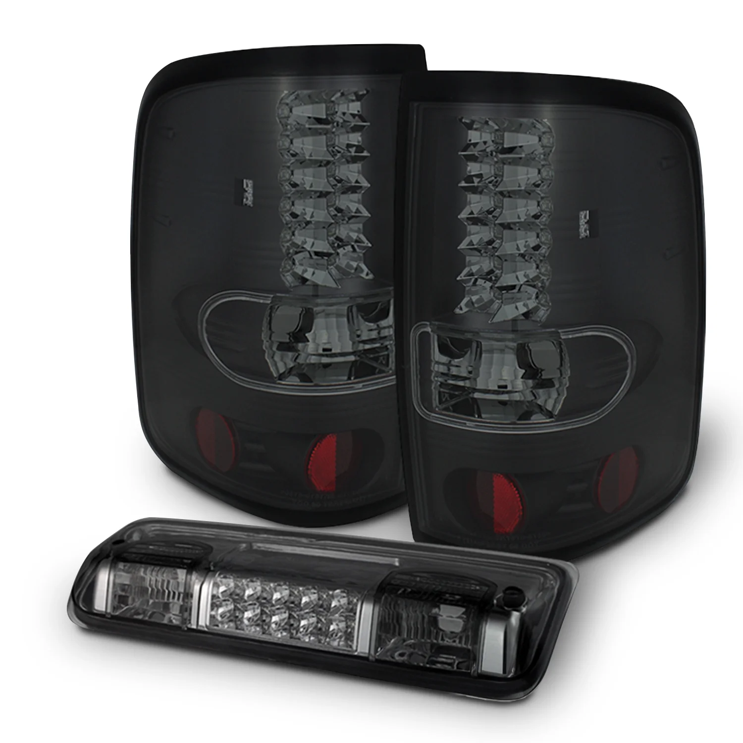 AKKON - For [LED Set] Black Smoked Tail Light + Smoked 3rd Brake High Mount Cargo Lamp For 04-08 Ford F150 F-150