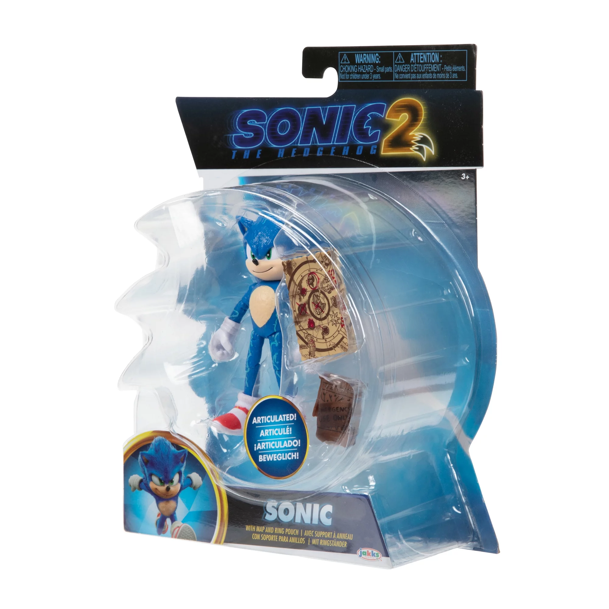 Sonic 2 Movie 4 Inch Figures Sonic with Map & Pouch
