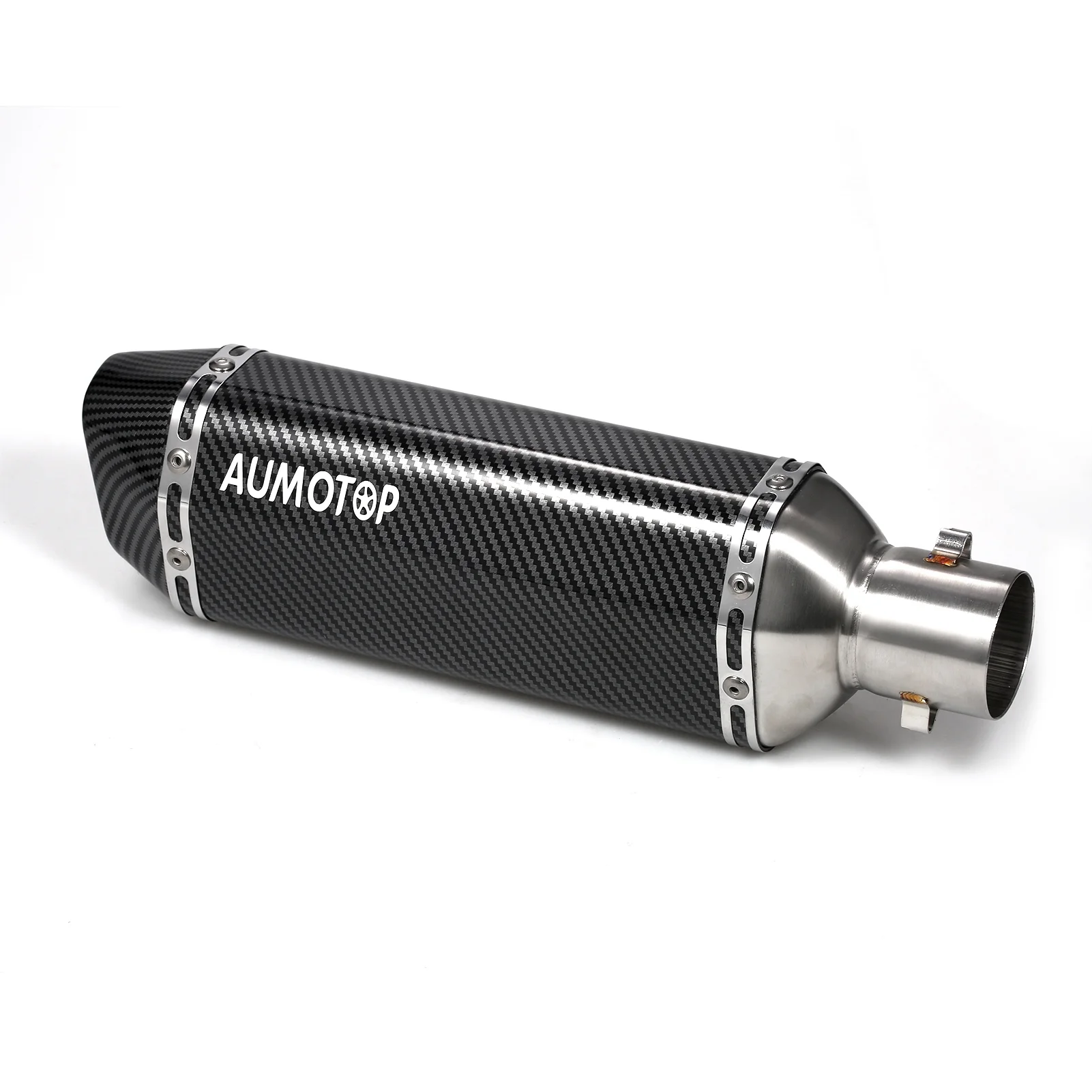 Aumotop Motorcycle exhaust pipe,Temperature Resistant Muffler PipesCarbon Tail Tube Slip On Muffler Temperature 1.5 2in Carbon Fiber Style 1.5-2in Inlet Pipe Slip Atv Dirt Bike