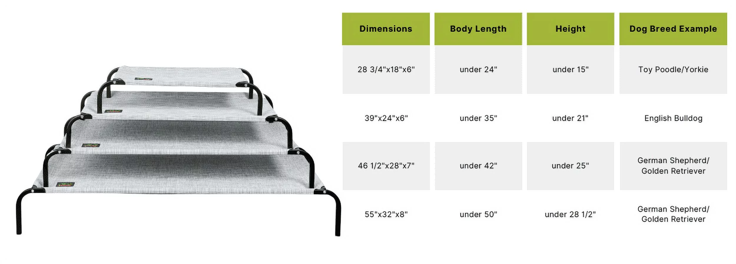 Go Pet Club Elevated Cooling Pet Cot Bed, Light Gray Heather