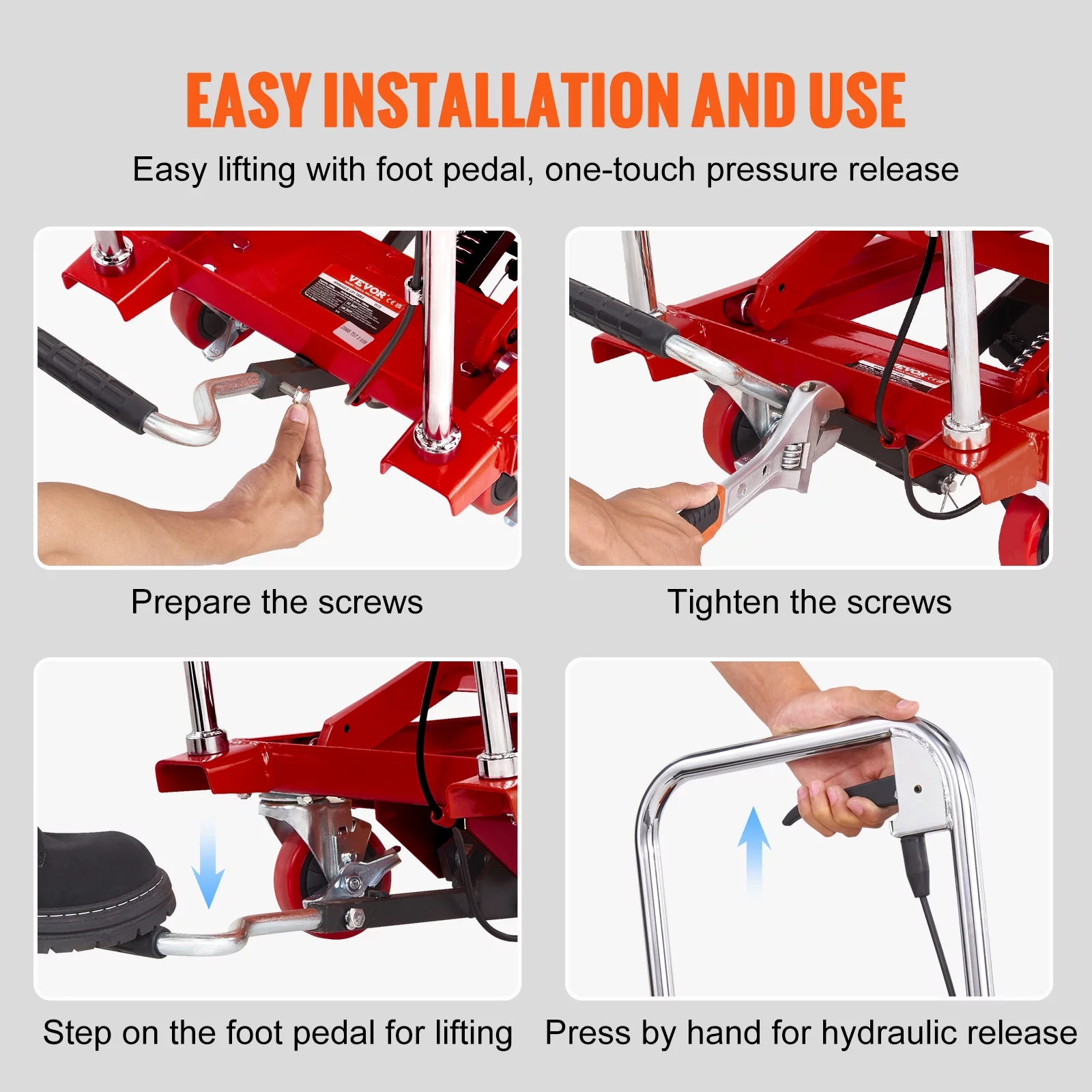 BENTISM Hydraulic Lift Table Cart 500 lbs Manual Scissor Lift Table 28.5