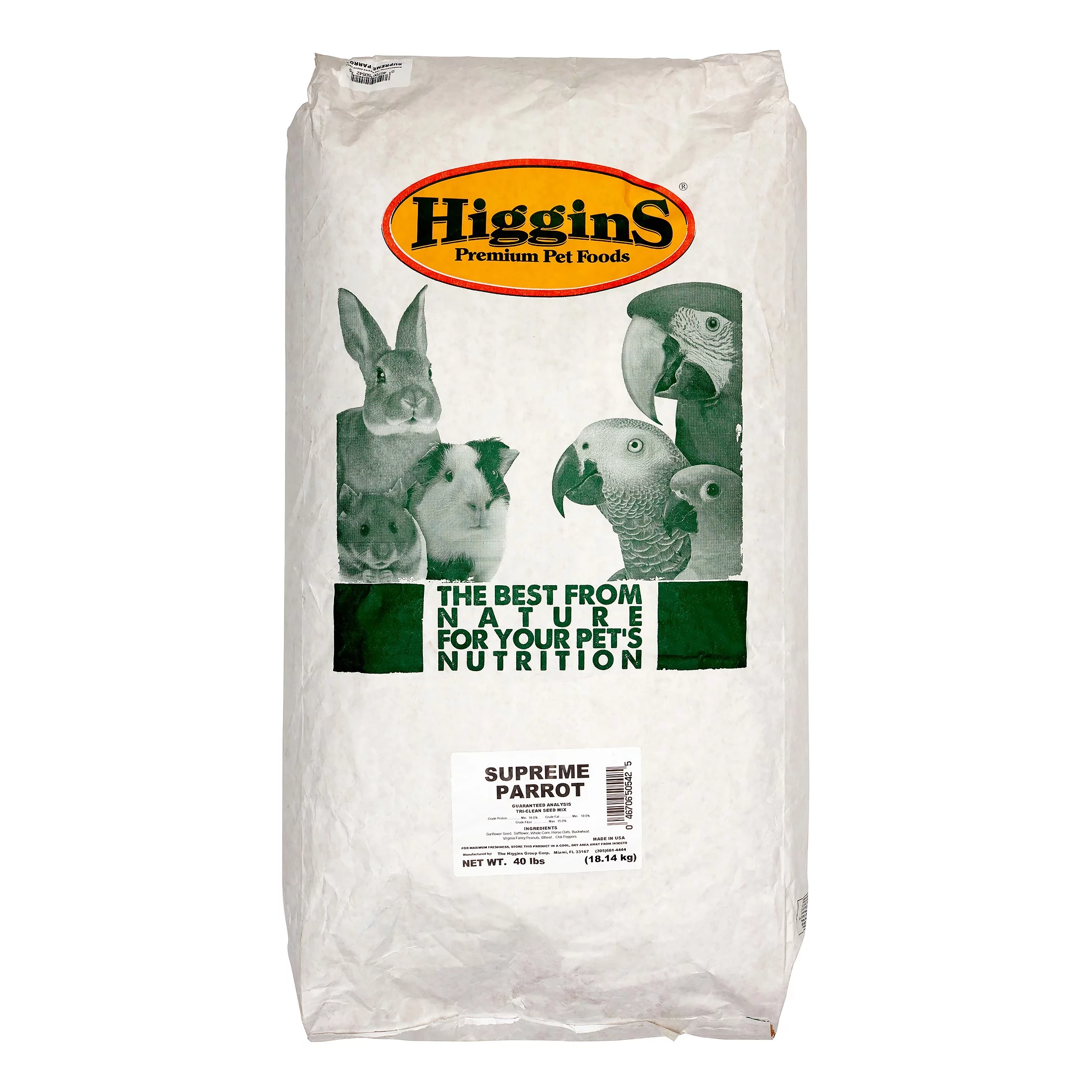 Higgins Supreme Parrot Bird Food, 40 Lb