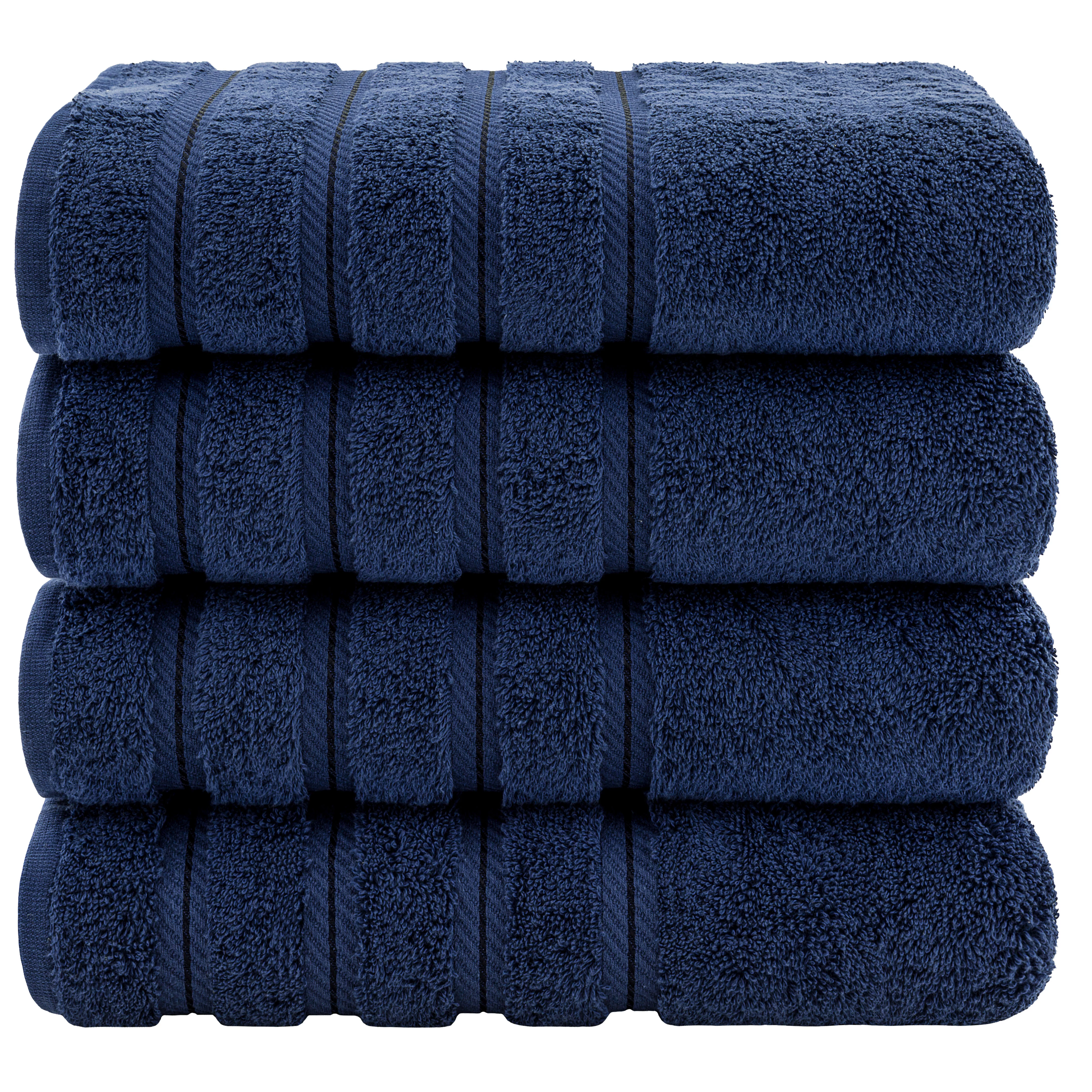 American Soft Linen Navy Blue Bath Towel Set 100% Turkish Cotton Towels for Bathroom 4 Piece