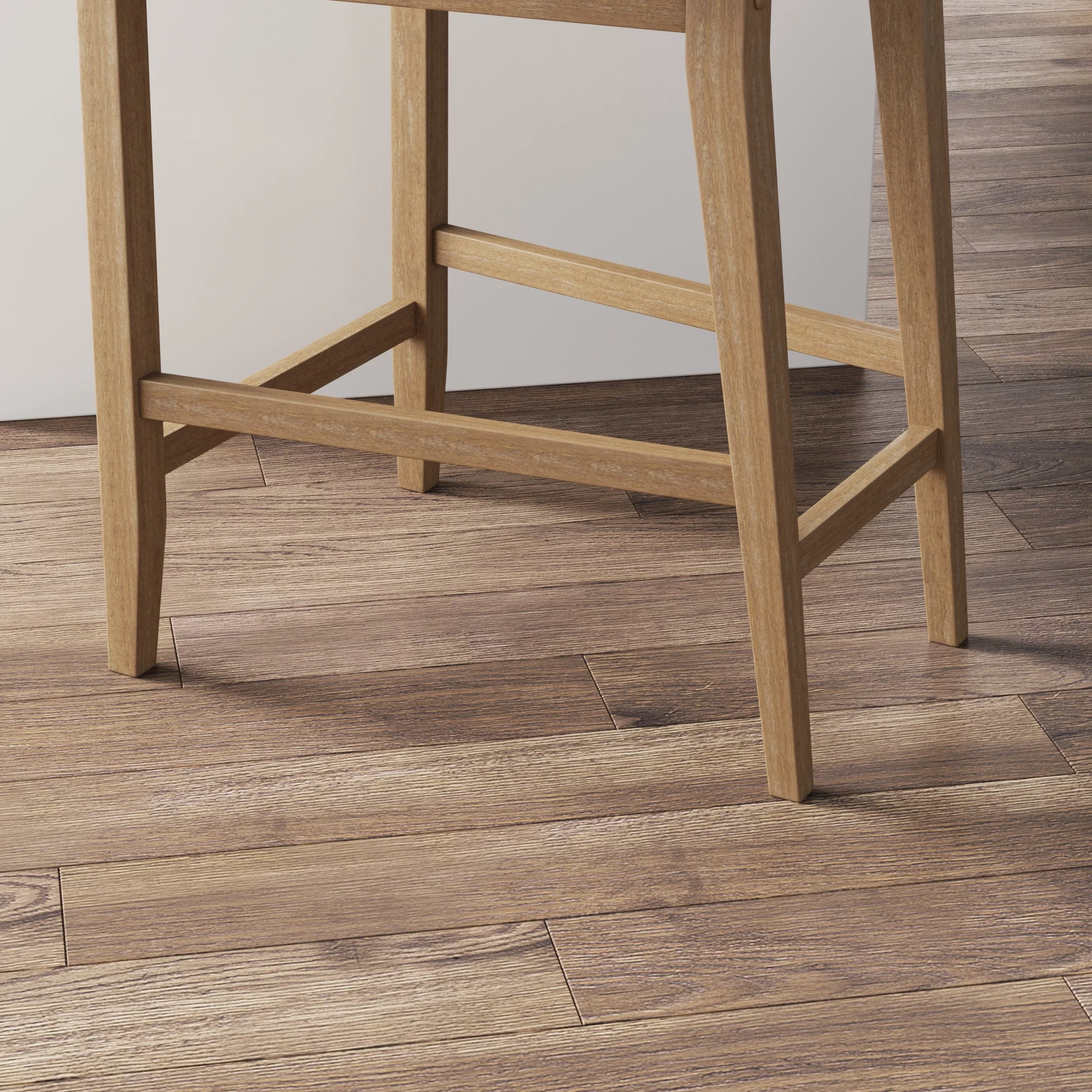 Nathan James Gracie Modern Counter Height Bar Stool with Back, Counter Stool Upholstered Chair with Natural Flax White Fabric and Brushed Wooden Legs