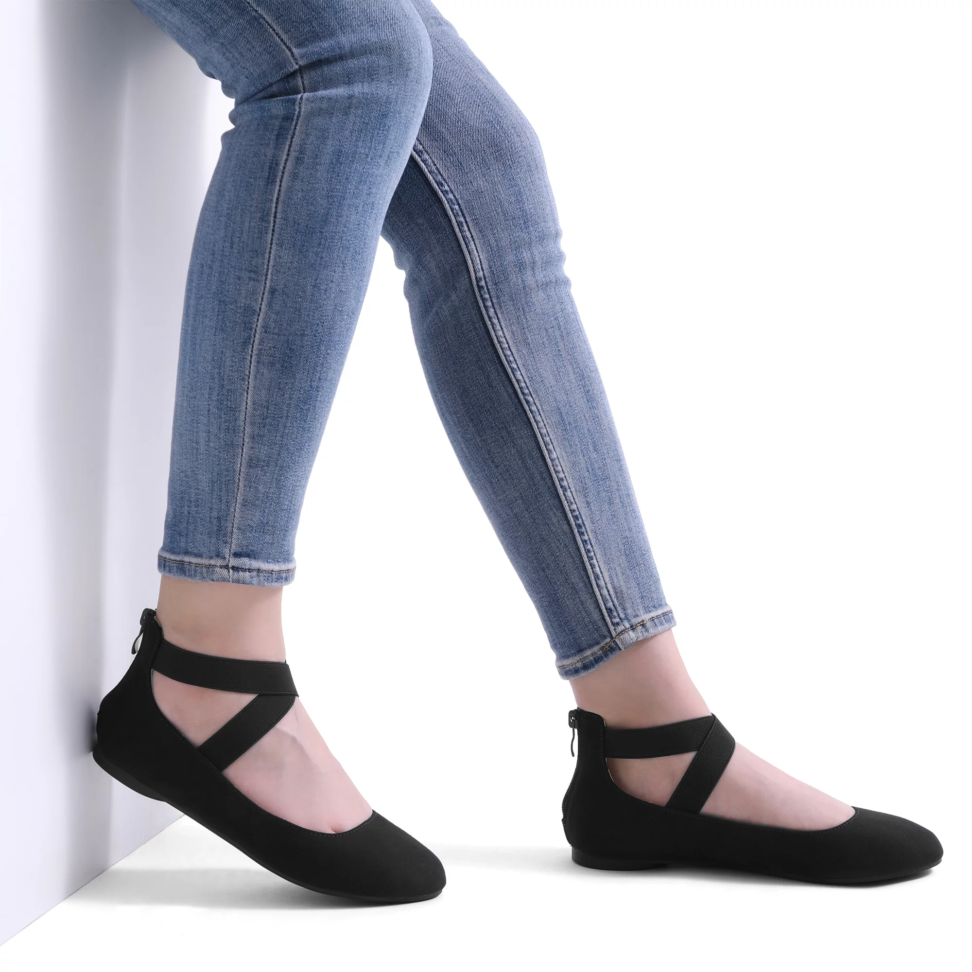 Dream Pairs Womens Ballet Flats Elastic Ankle Strap Mary Jane Slip On Shoes