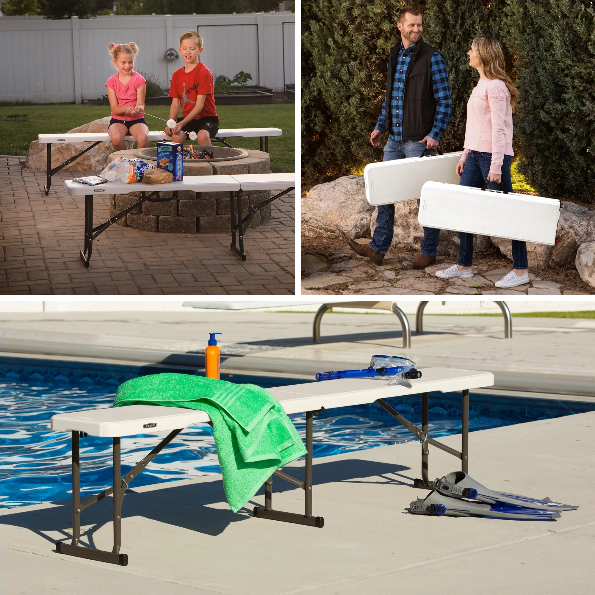 Lifetime 6 foot Bench, Indoor/Outdoor Light Commercial, White Granite (80309)